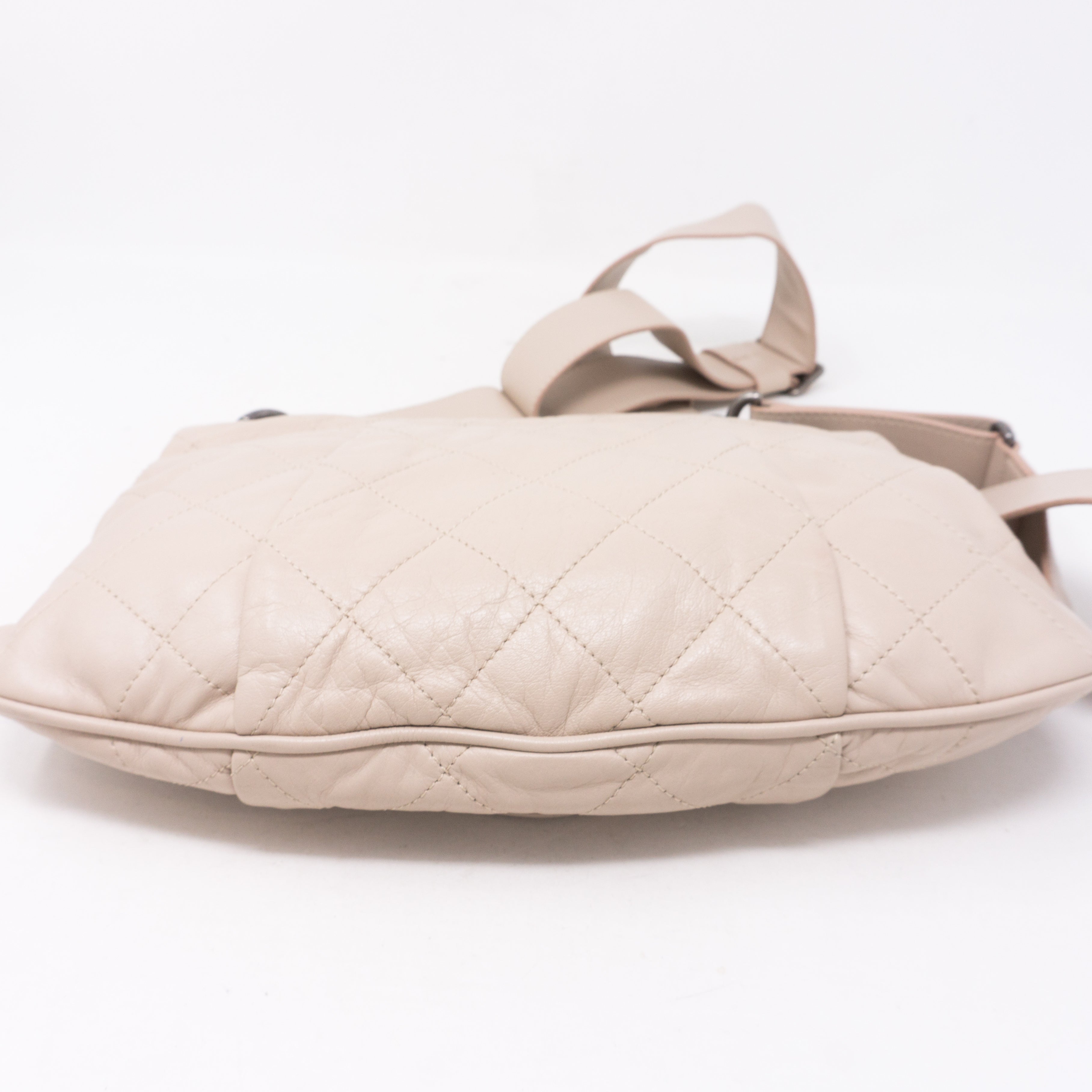 Coco Pleats Small Beige Crossbody Bag