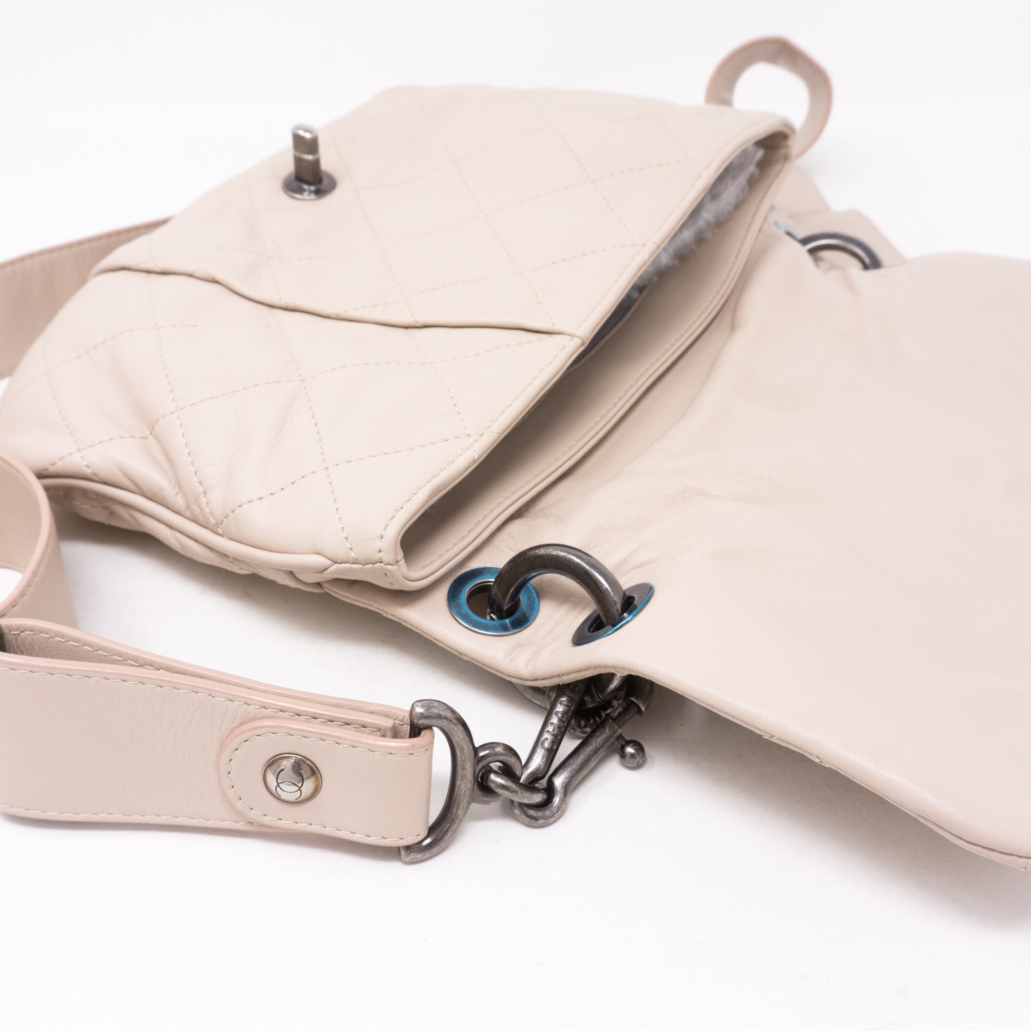Coco Pleats Small Beige Crossbody Bag