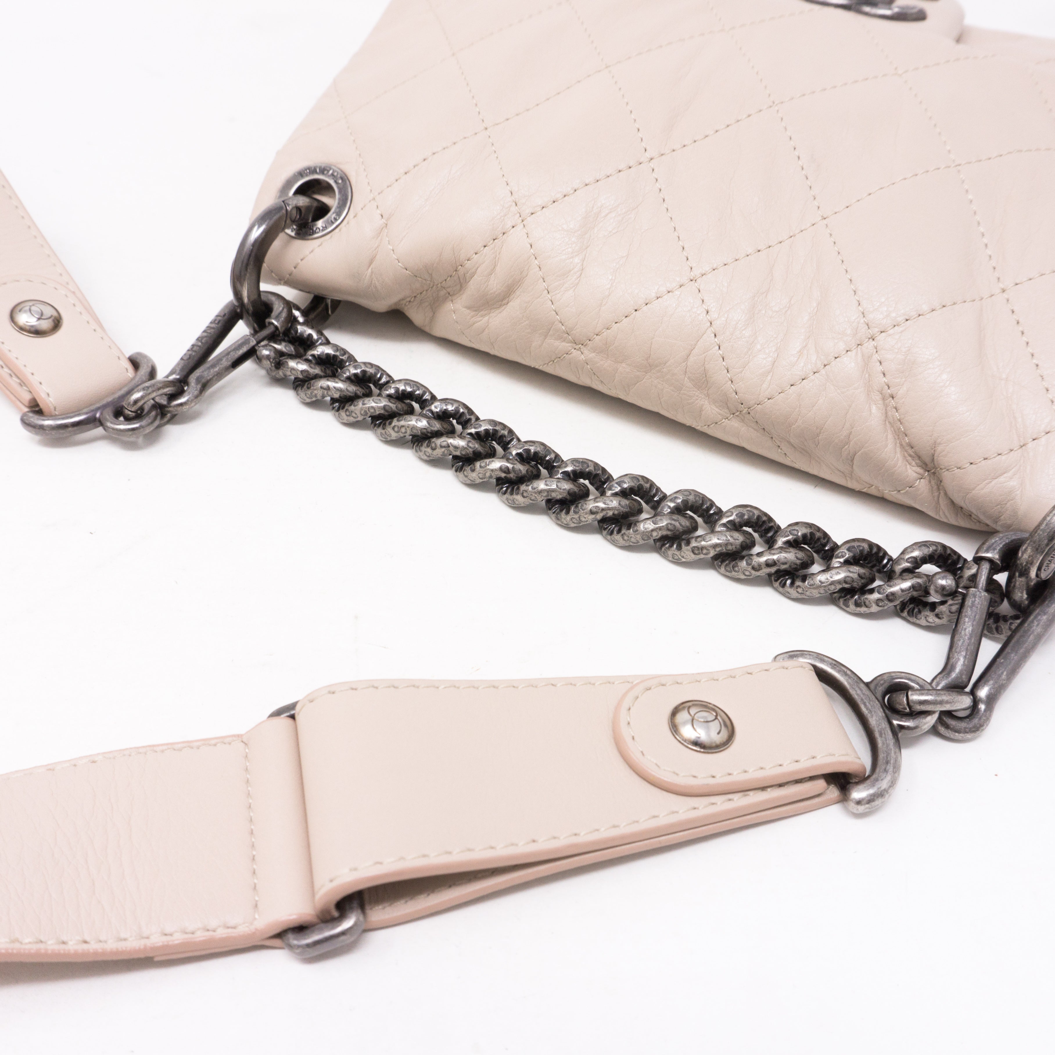 Coco Pleats Small Beige Crossbody Bag