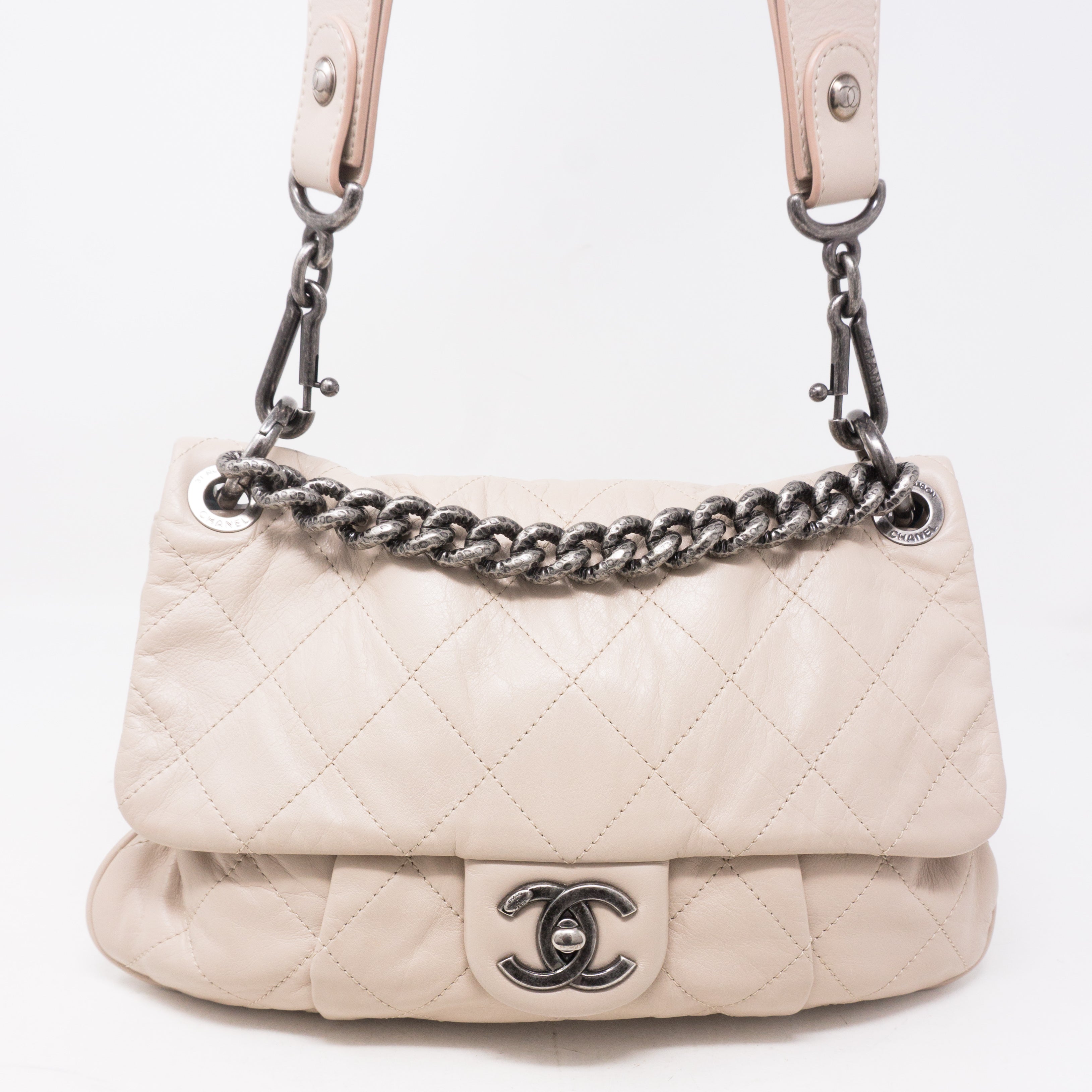 Coco Pleats Small Beige Crossbody Bag