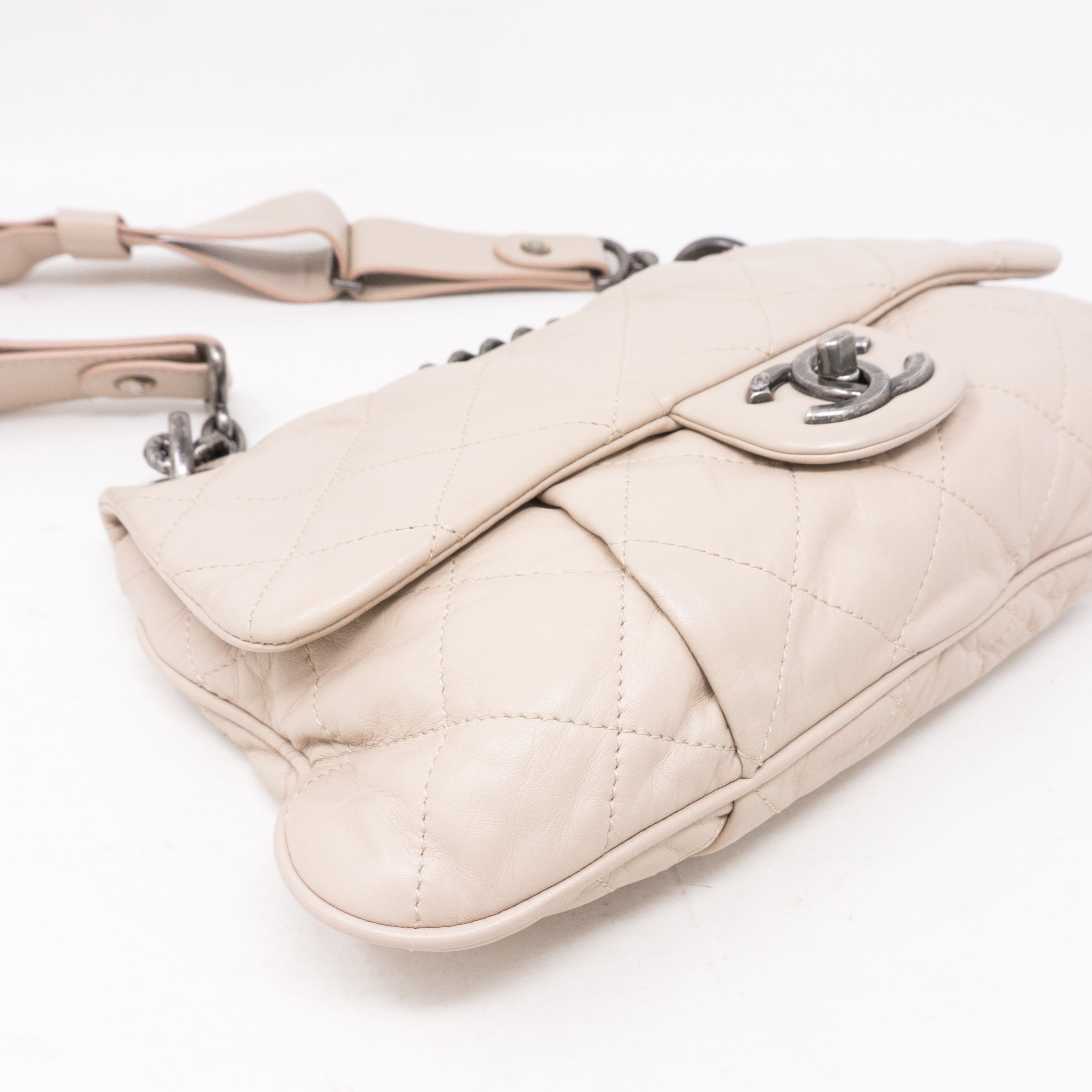 Coco Pleats Small Beige Crossbody Bag