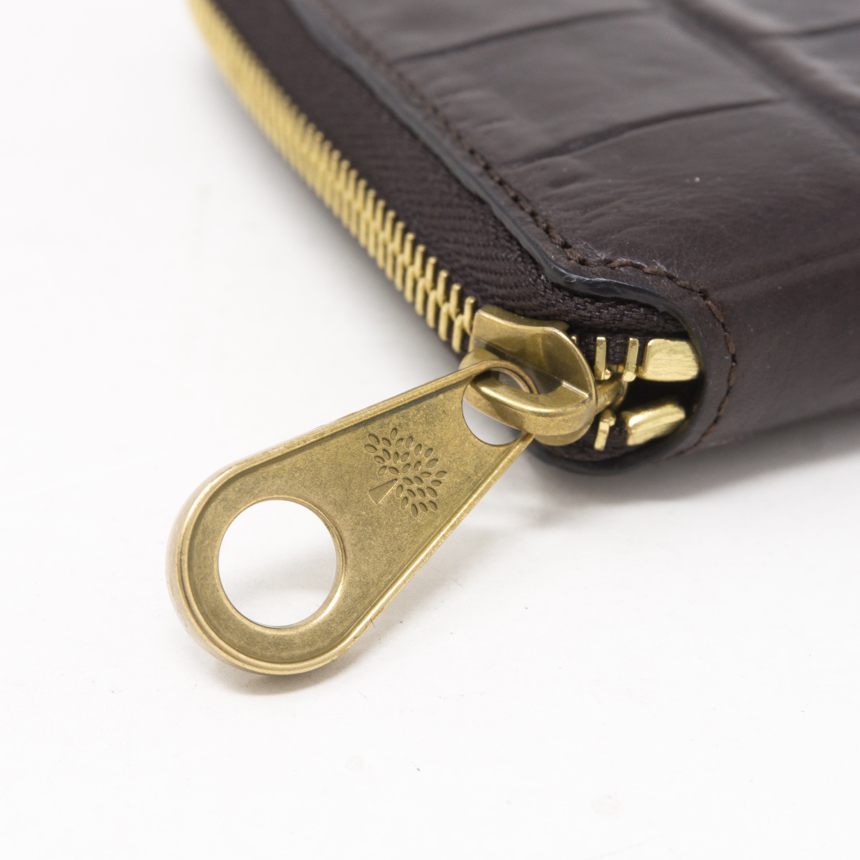Medium Zip Around Wallet Croc Embossed Leather