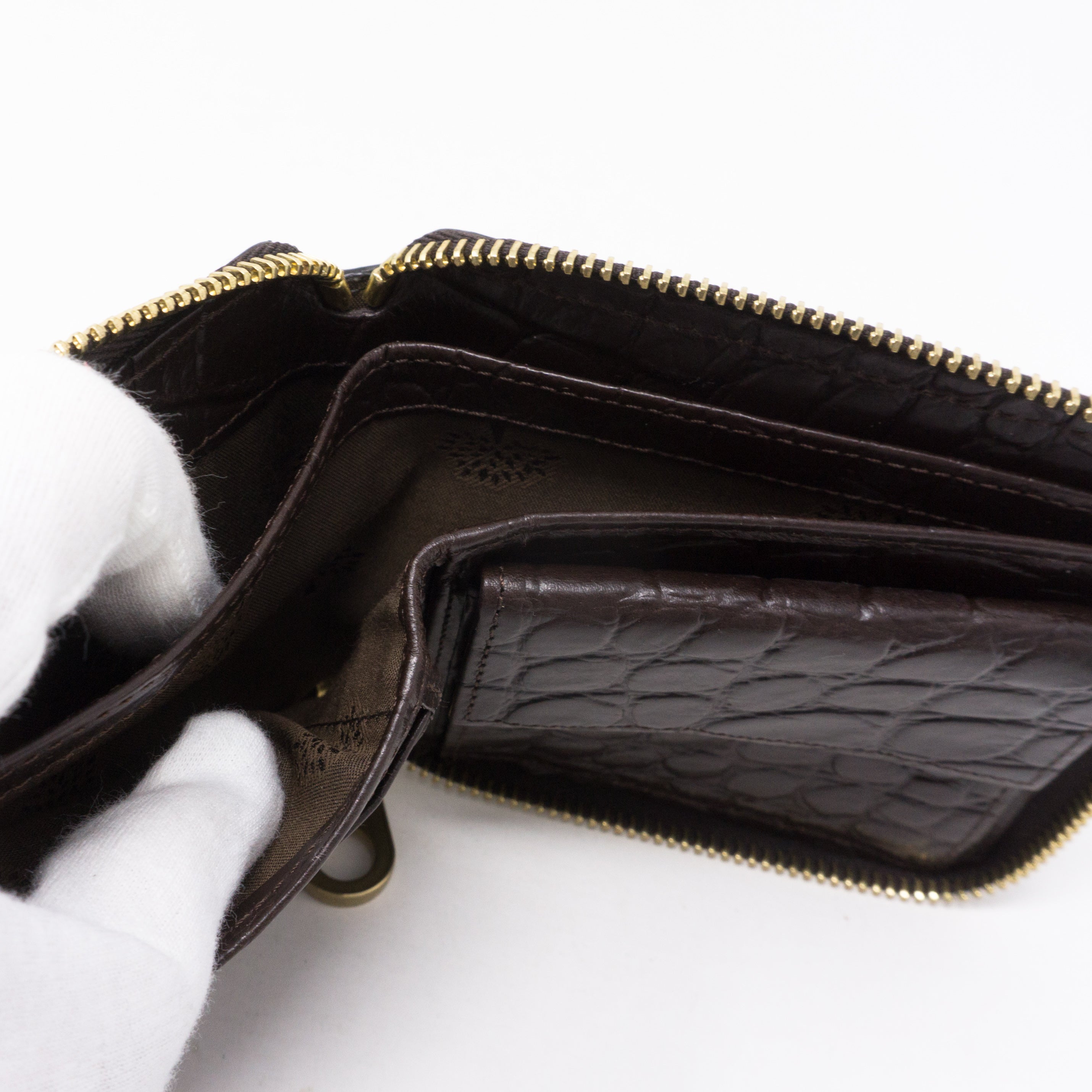 Medium Zip Around Wallet Croc Embossed Leather