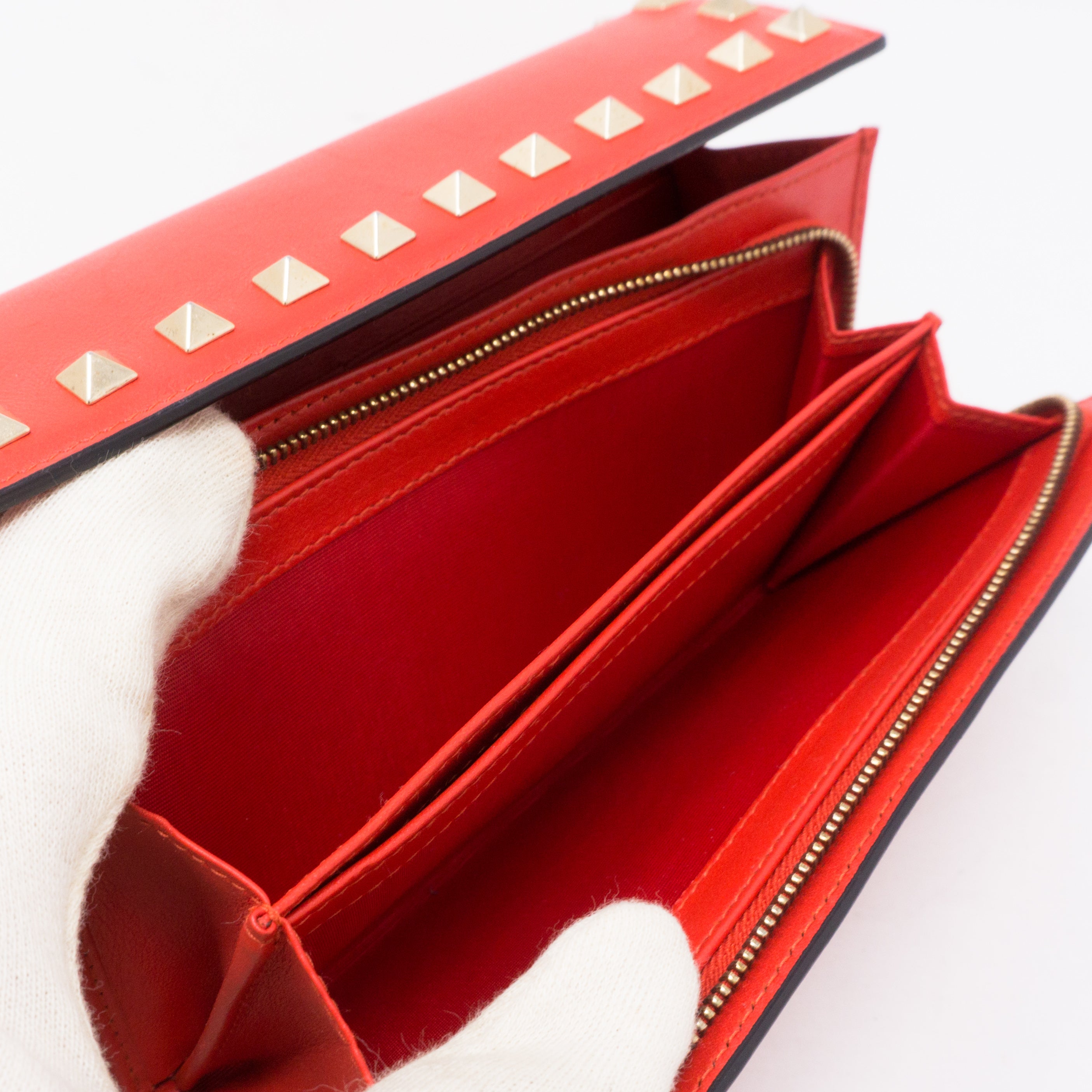 Rockstud Red Leather Wallet