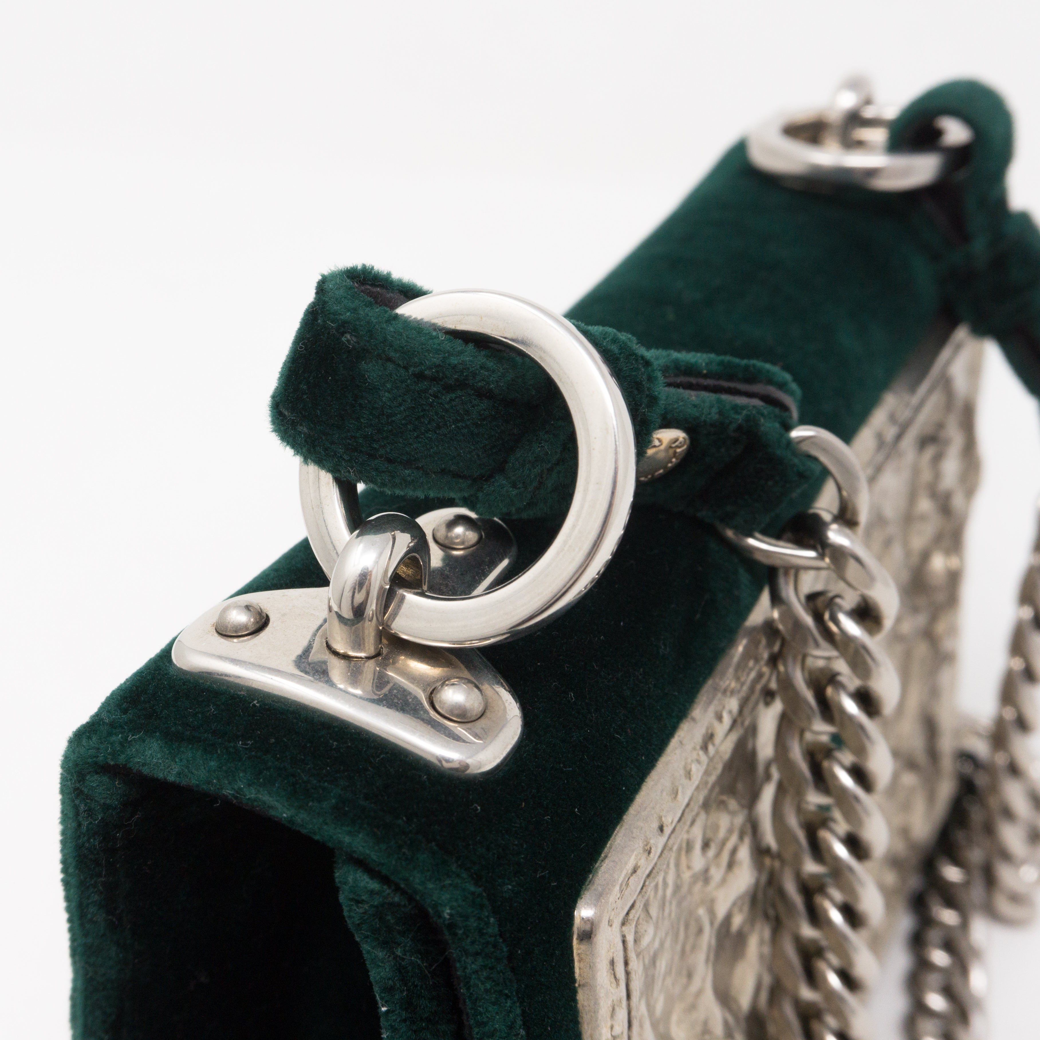 Cahier Small Lock Trunk Green Velvet
