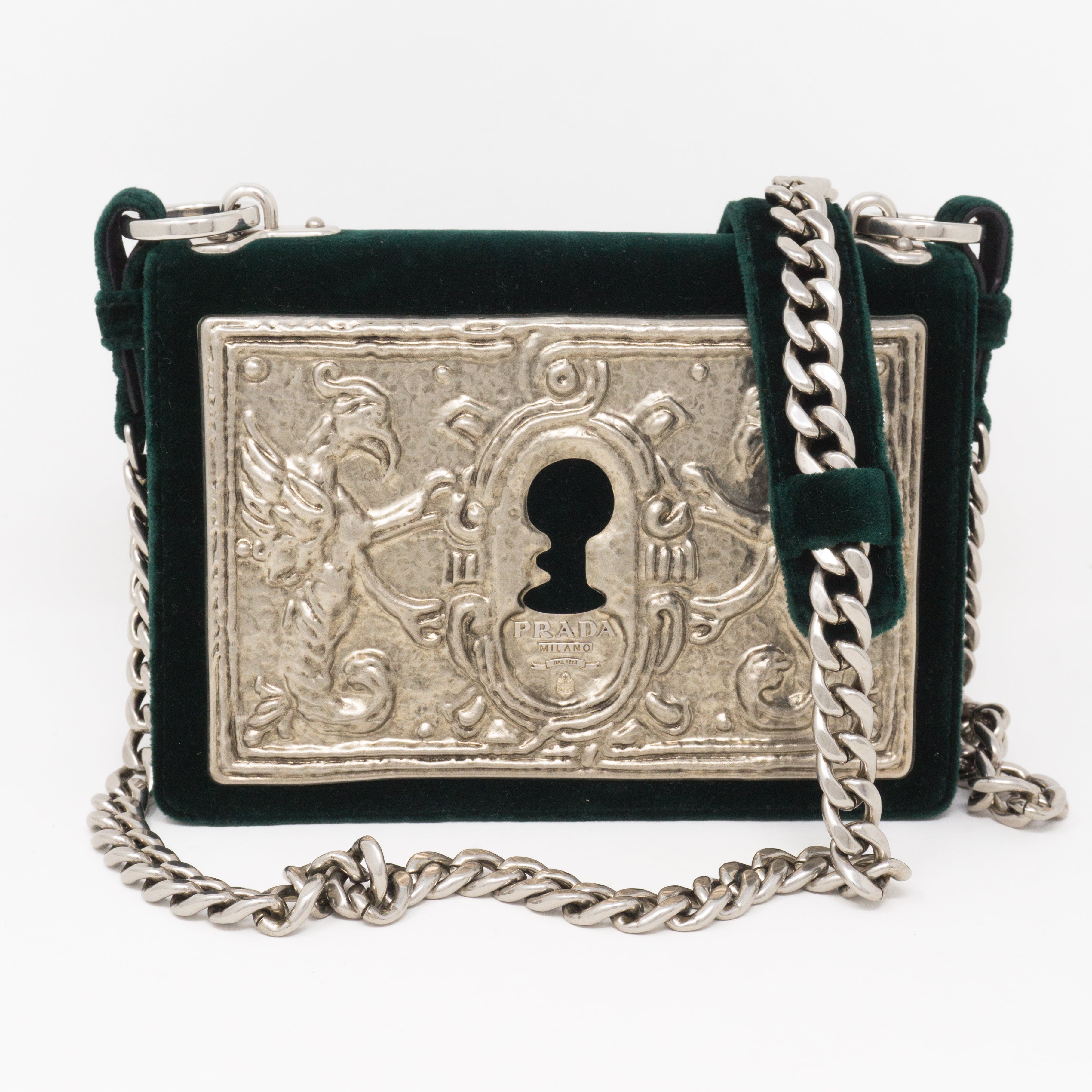 Cahier Small Lock Trunk Green Velvet