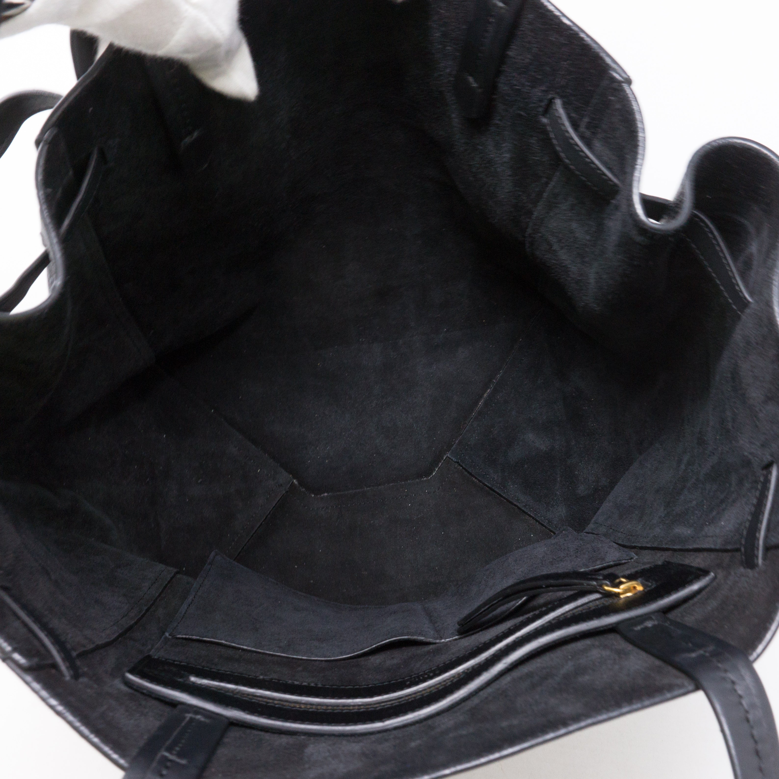 Cabas Phantom Tote Black Croc Embossed Leather