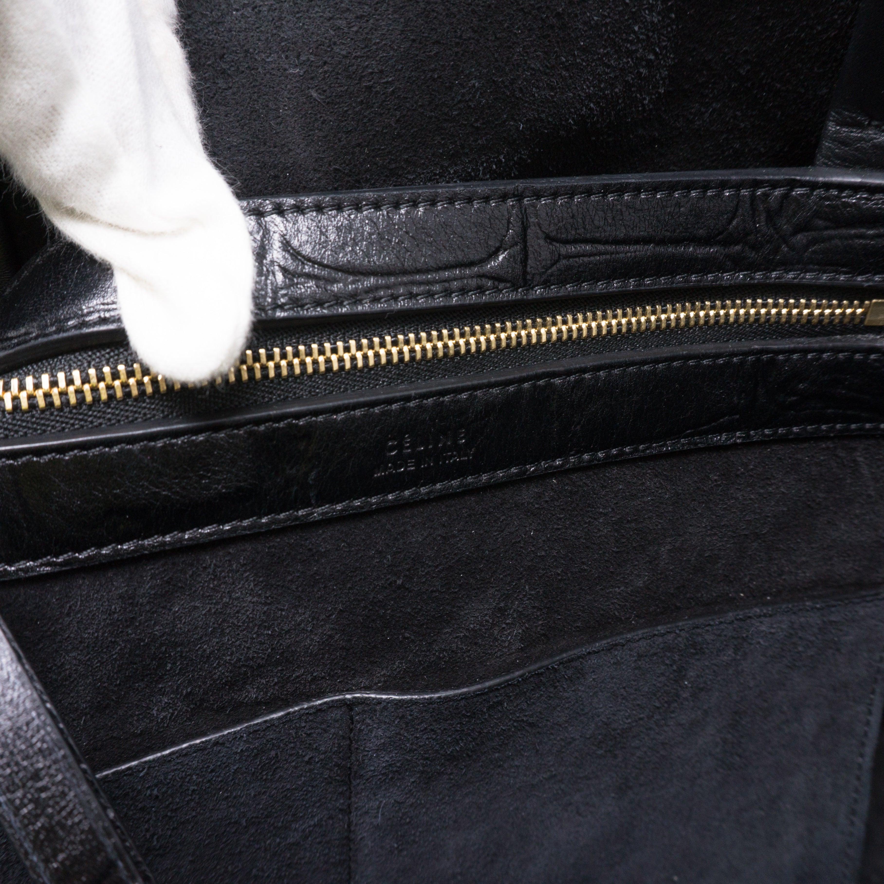 Cabas Phantom Tote Black Croc Embossed Leather