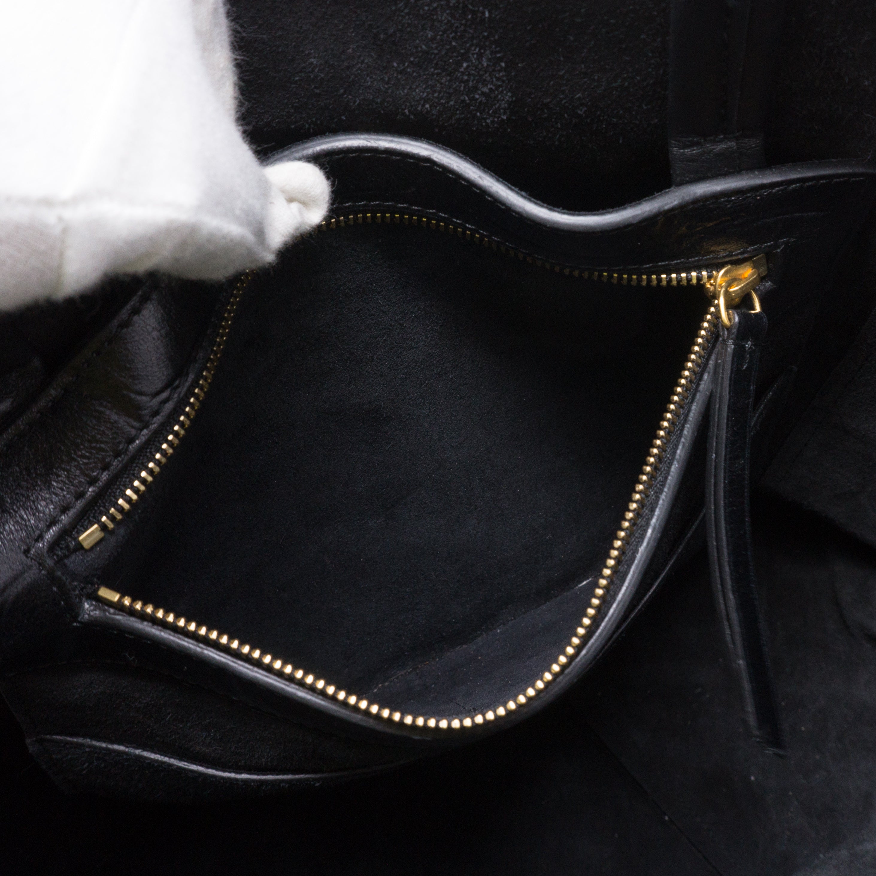 Cabas Phantom Tote Black Croc Embossed Leather