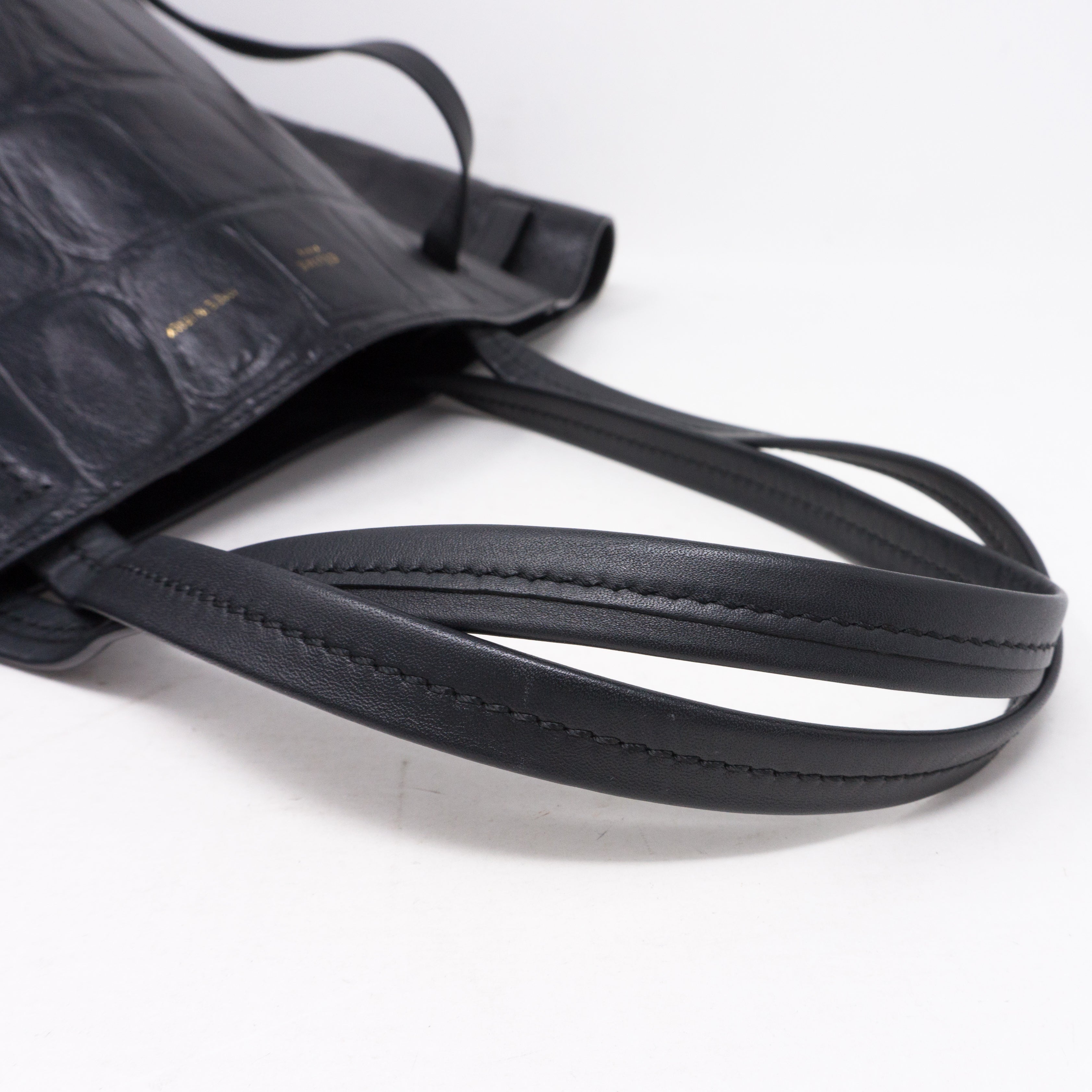 Cabas Phantom Tote Black Croc Embossed Leather