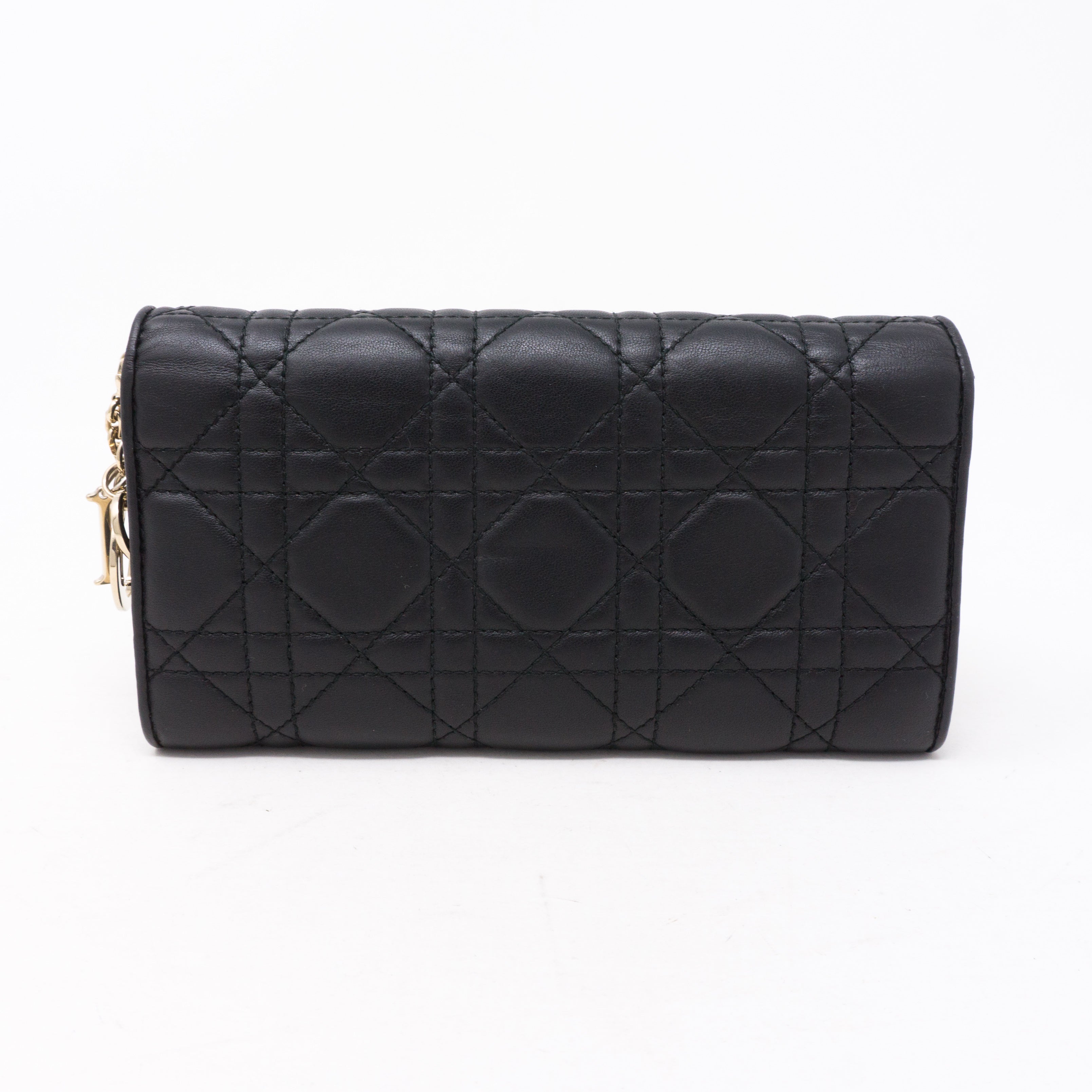 Lady Dior Wallet On Chain Black Leather