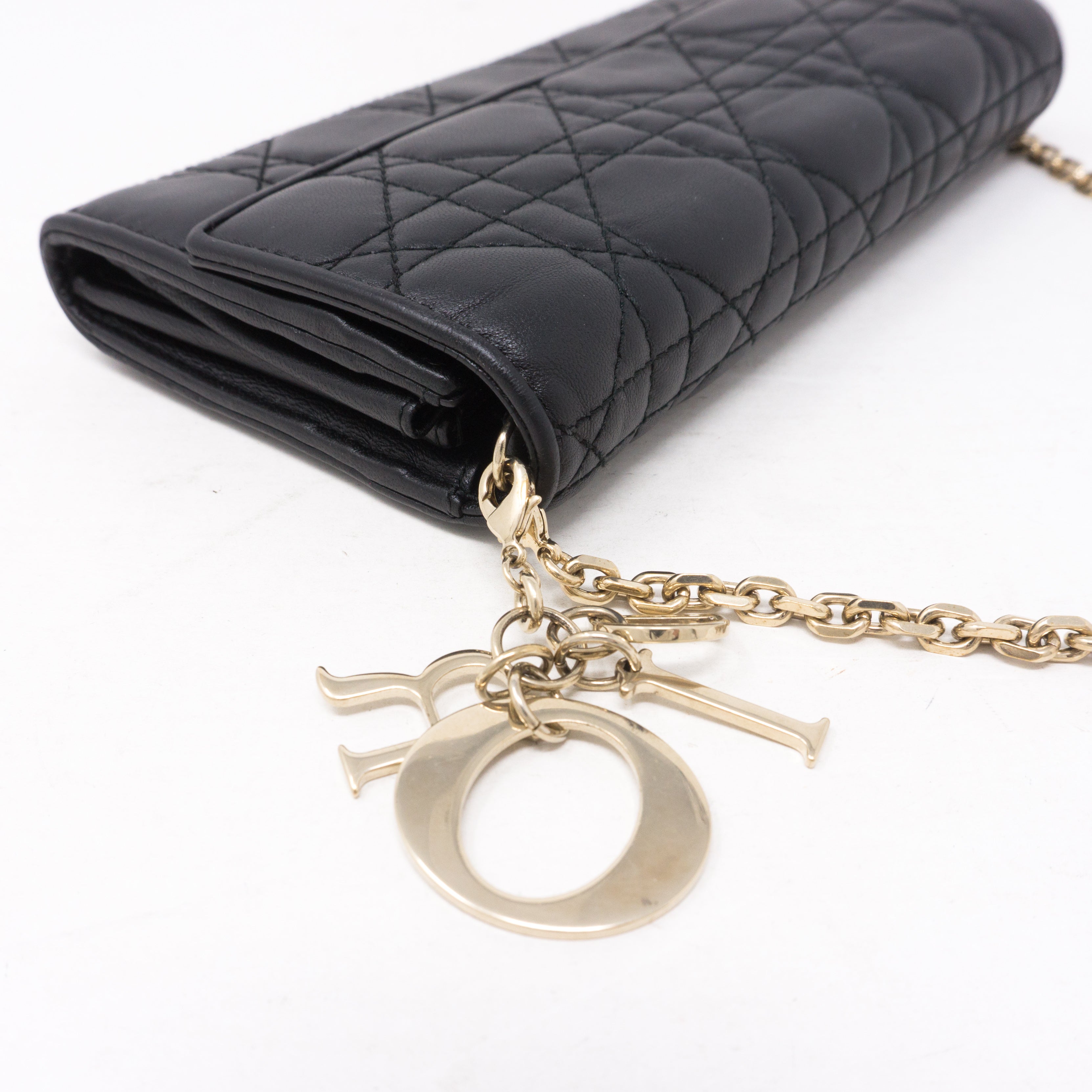 Lady Dior Wallet On Chain Black Leather
