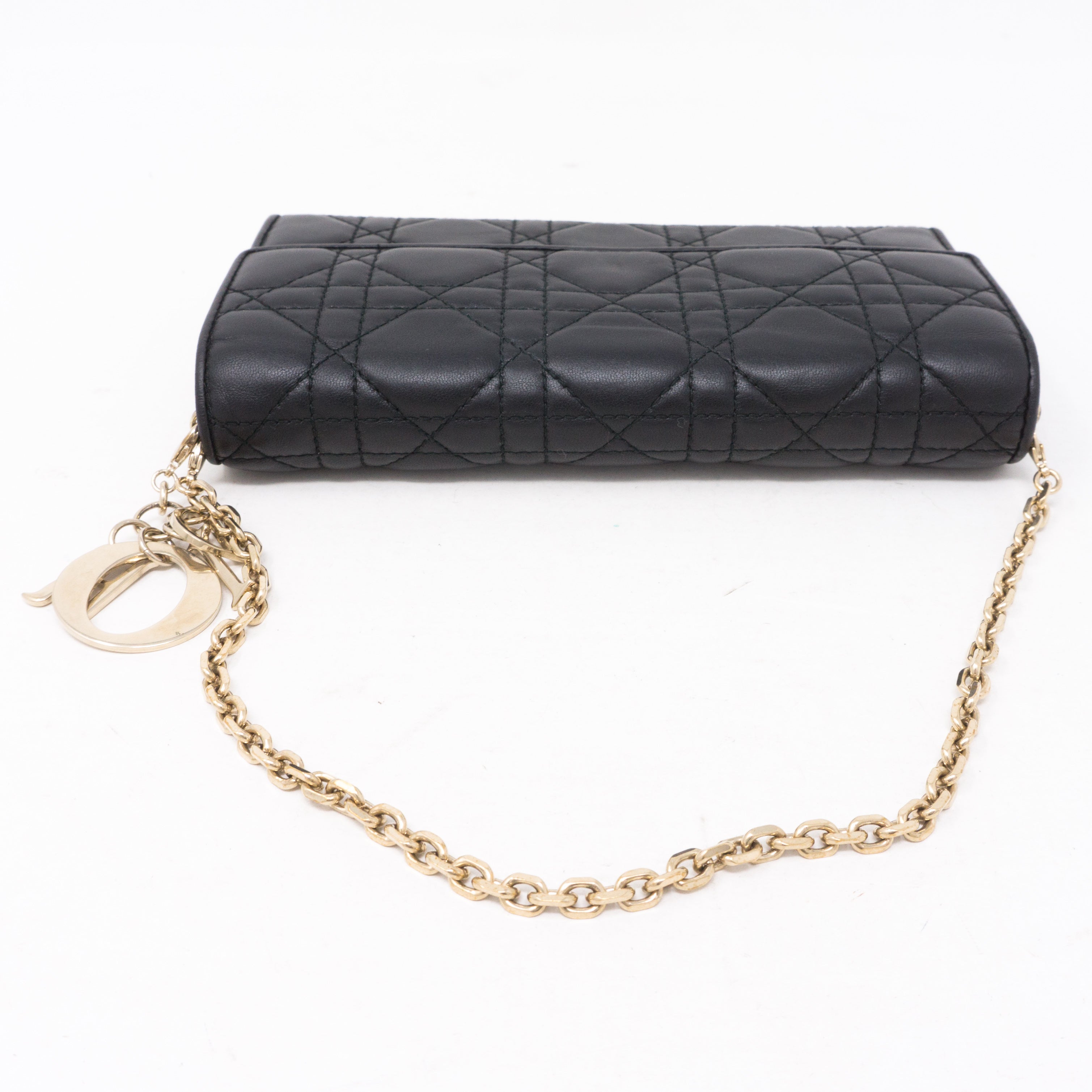 Lady Dior Wallet On Chain Black Leather