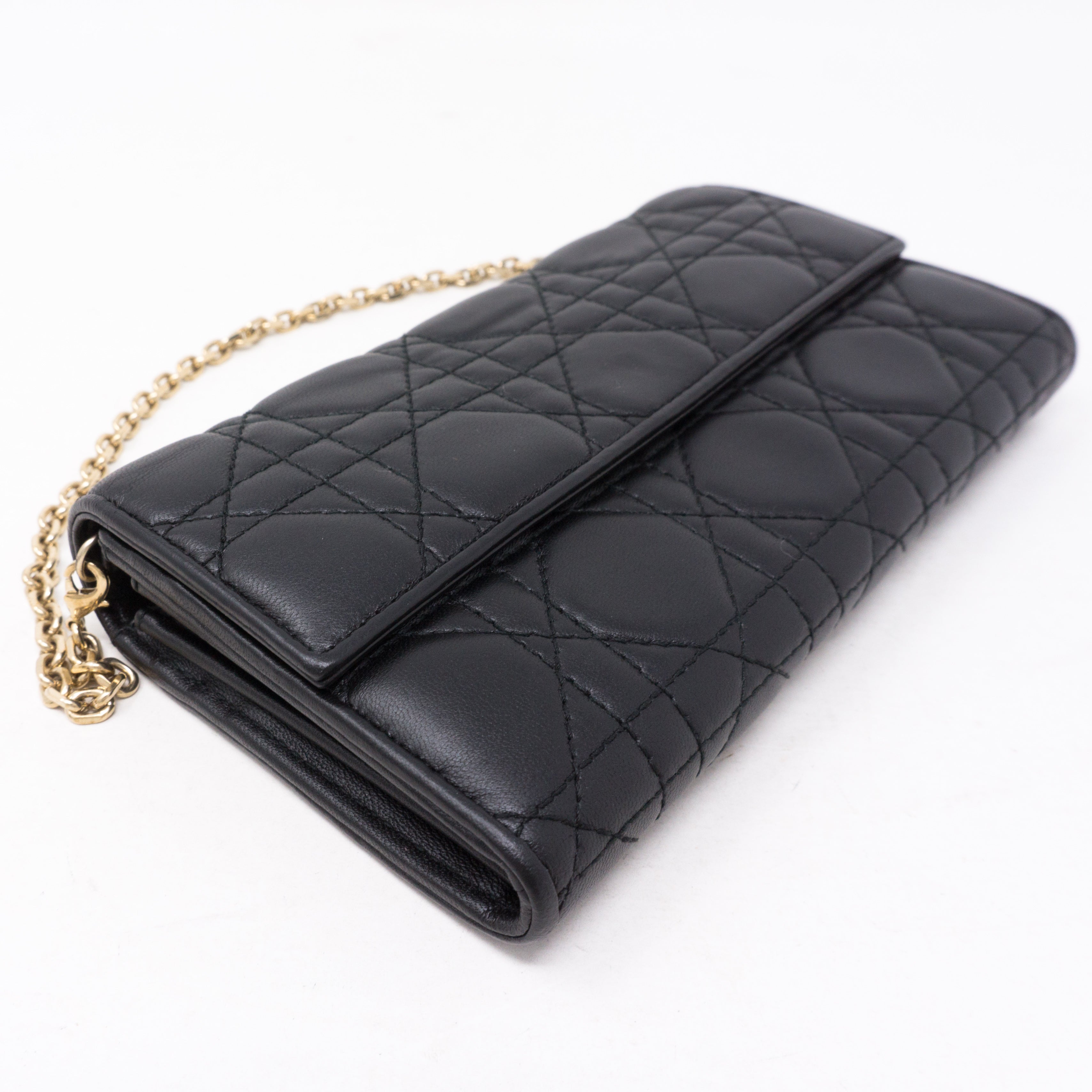 Lady Dior Wallet On Chain Black Leather