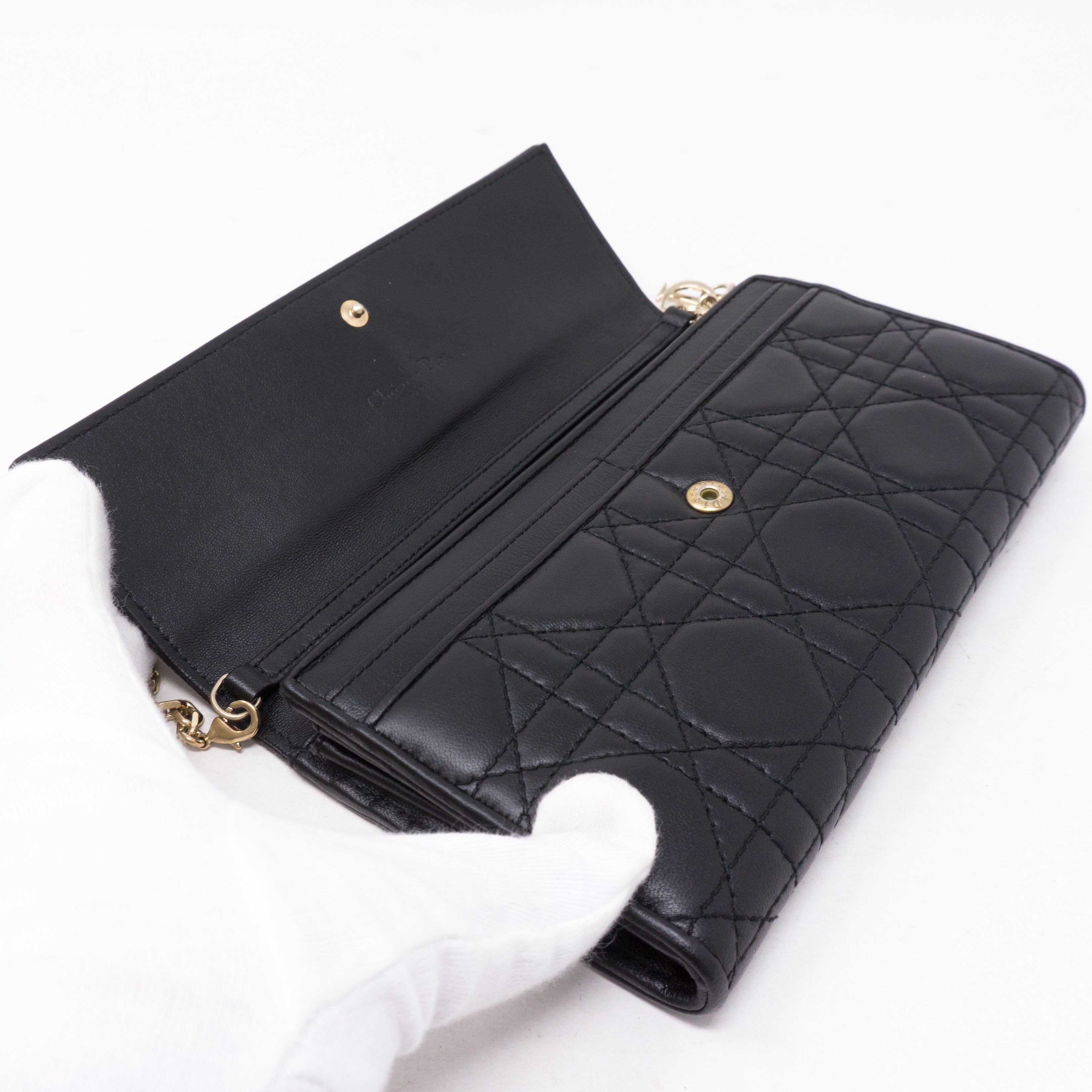 Lady Dior Wallet On Chain Black Leather