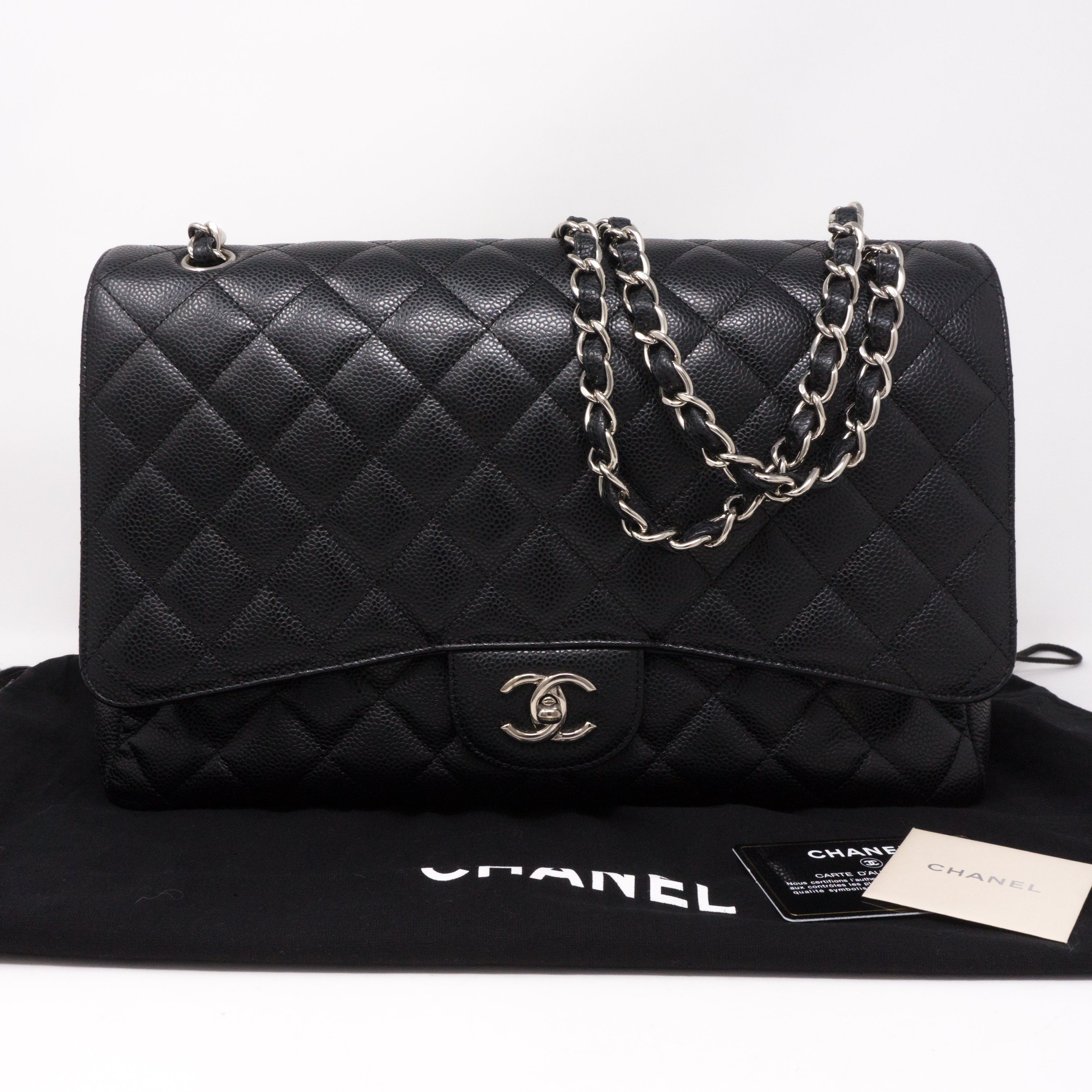 Classic Single Flap Maxi Black Caviar Leather