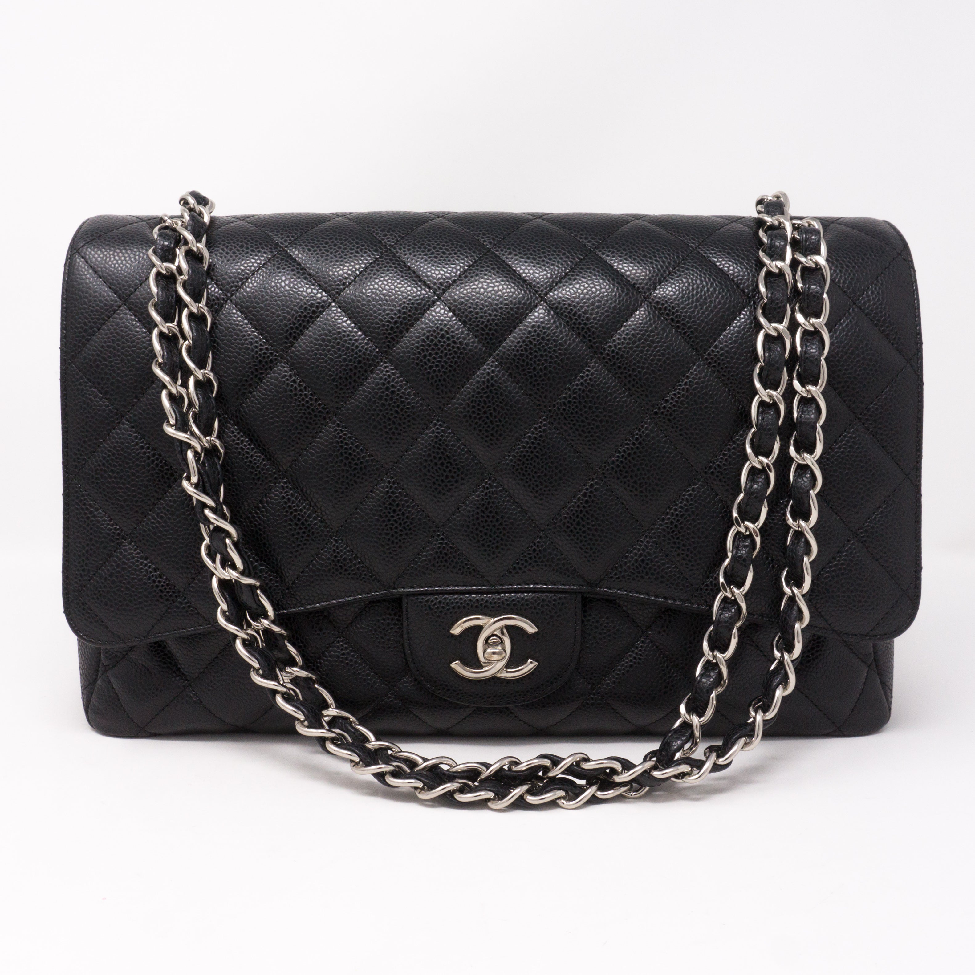 Classic Single Flap Maxi Black Caviar Leather