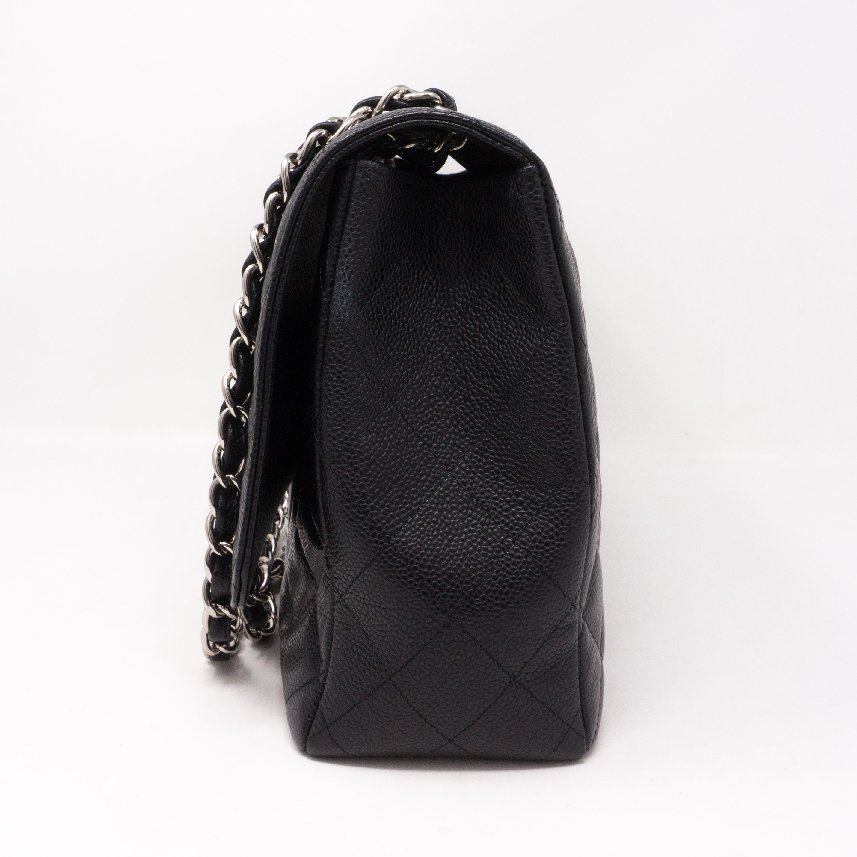 Classic Single Flap Maxi Black Caviar Leather