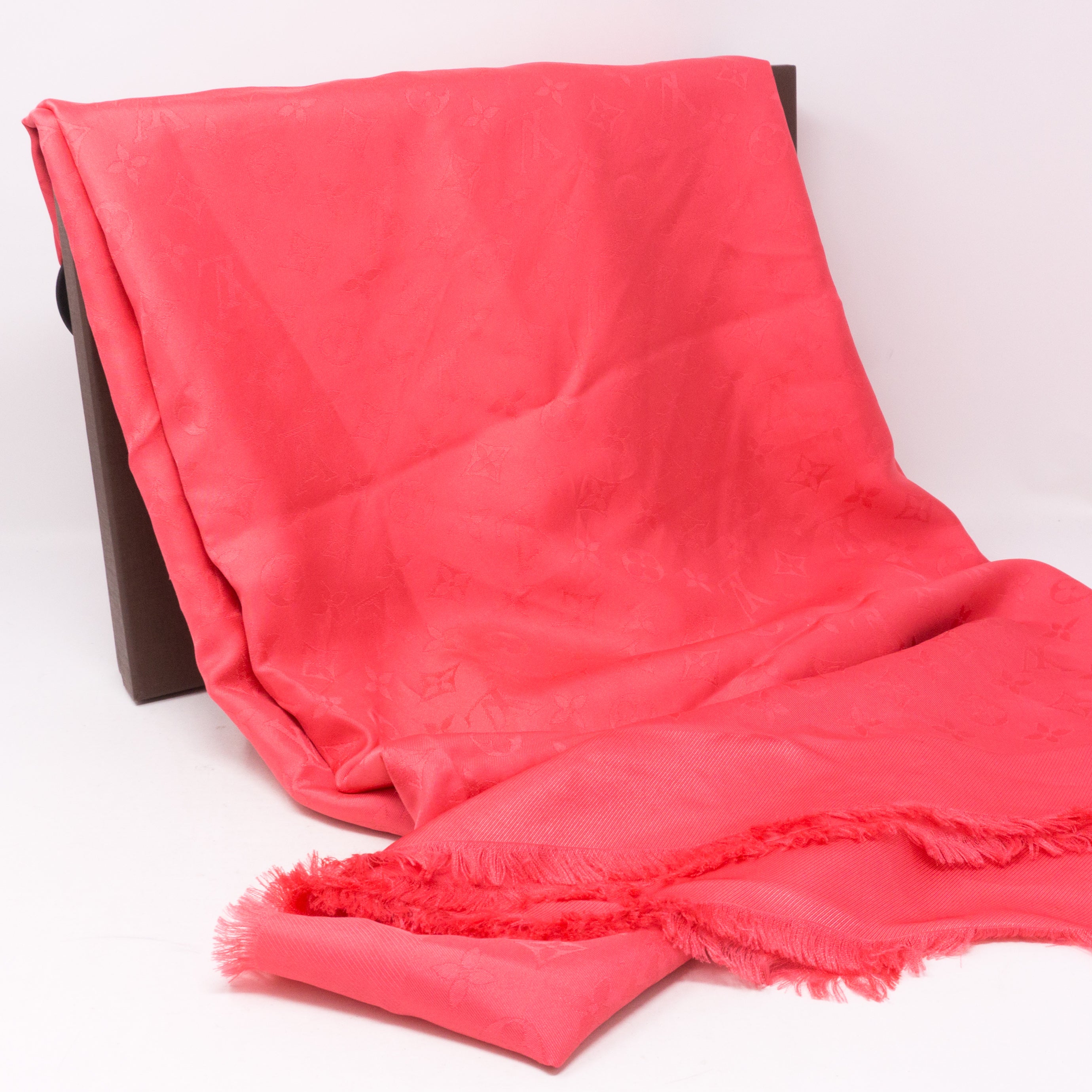 Monogram Silk Shawl Corail