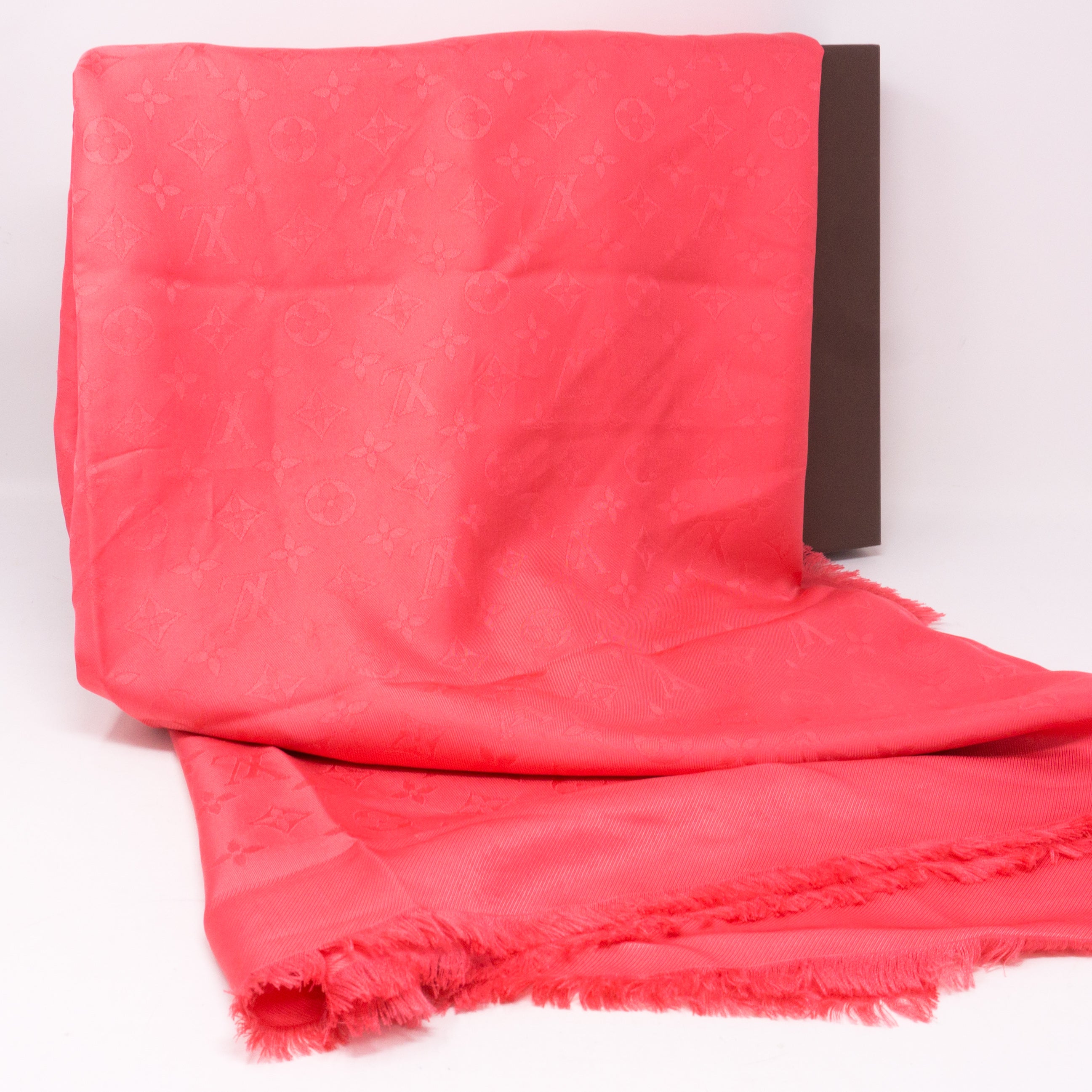 Monogram Silk Shawl Corail