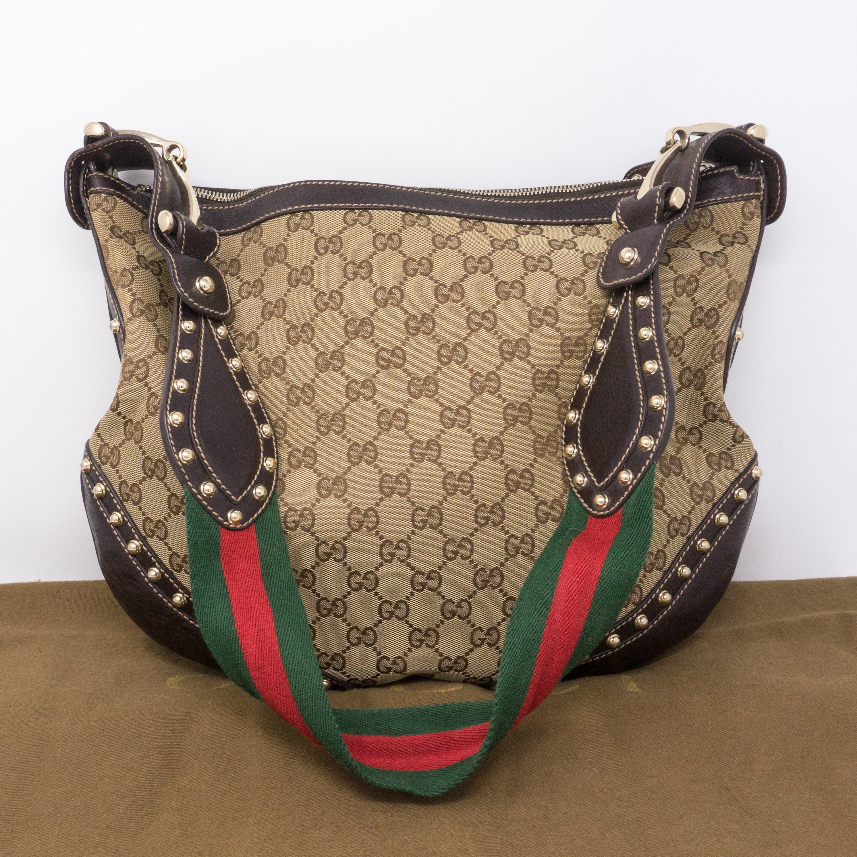 Pelham Studded GG Canvas Medium Hobo