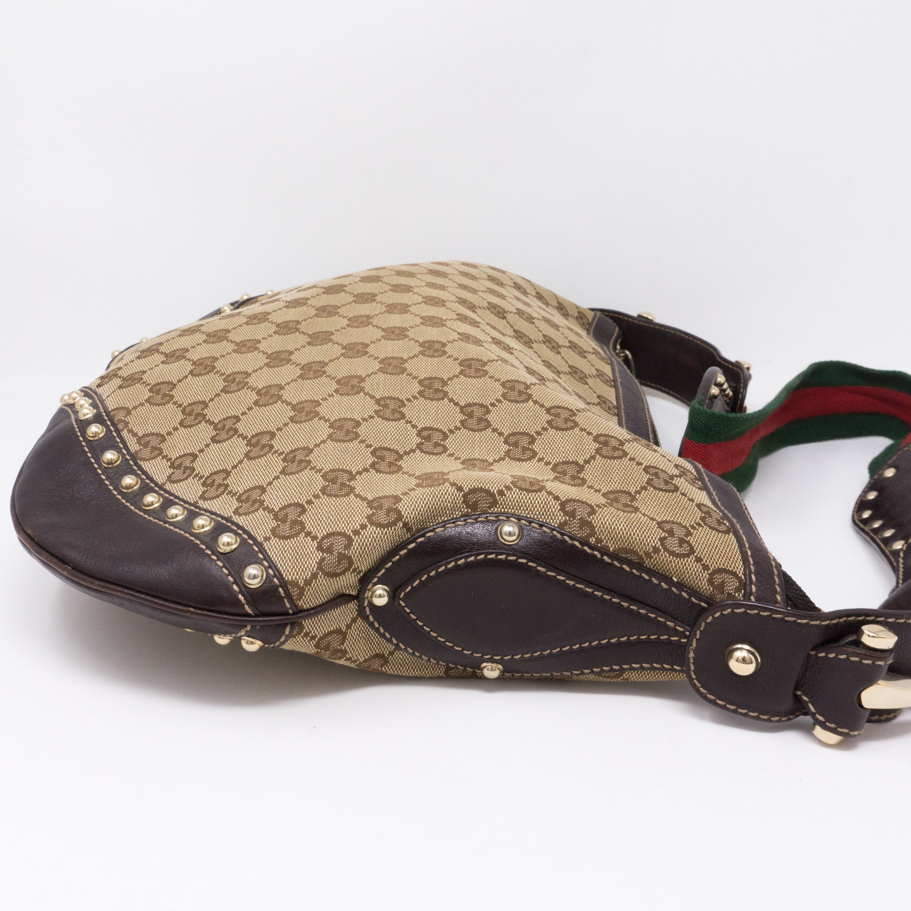 Pelham Studded GG Canvas Medium Hobo