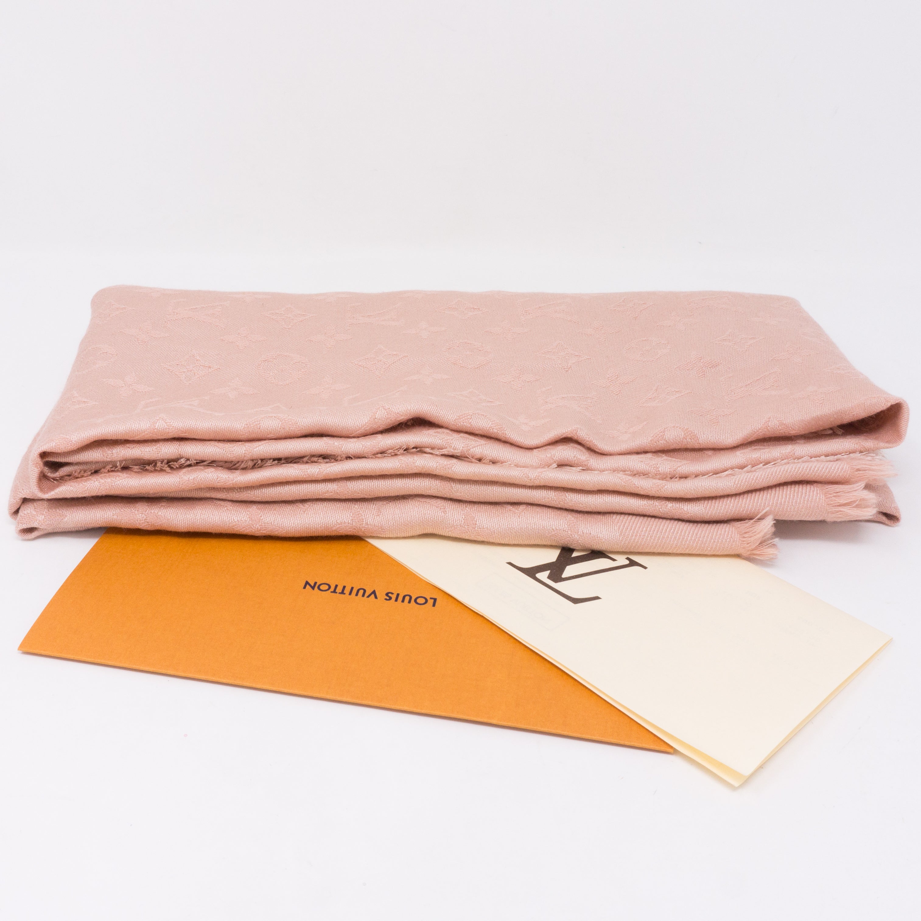 Nude Pink Monogram Denim Shawl