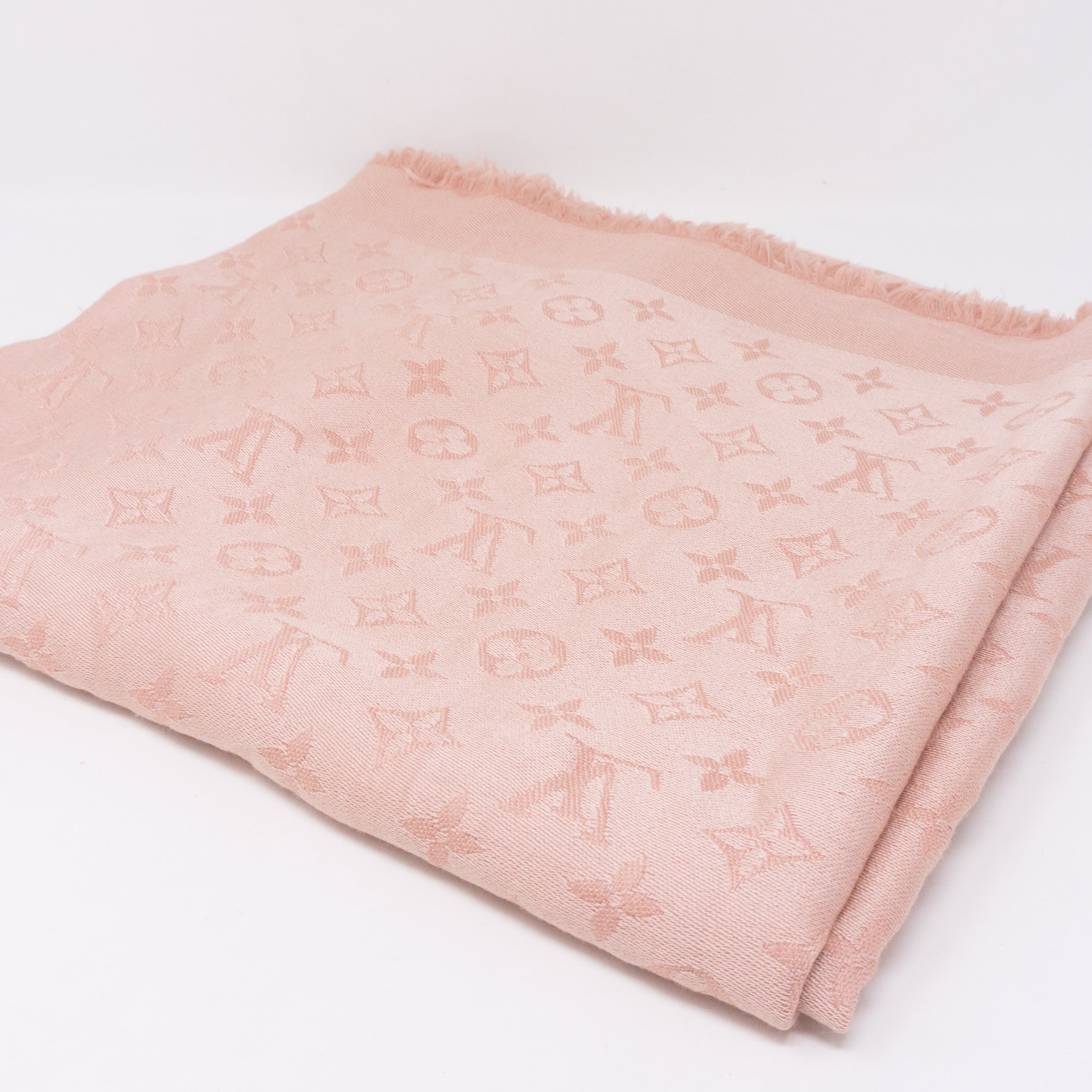 Nude Pink Monogram Denim Shawl