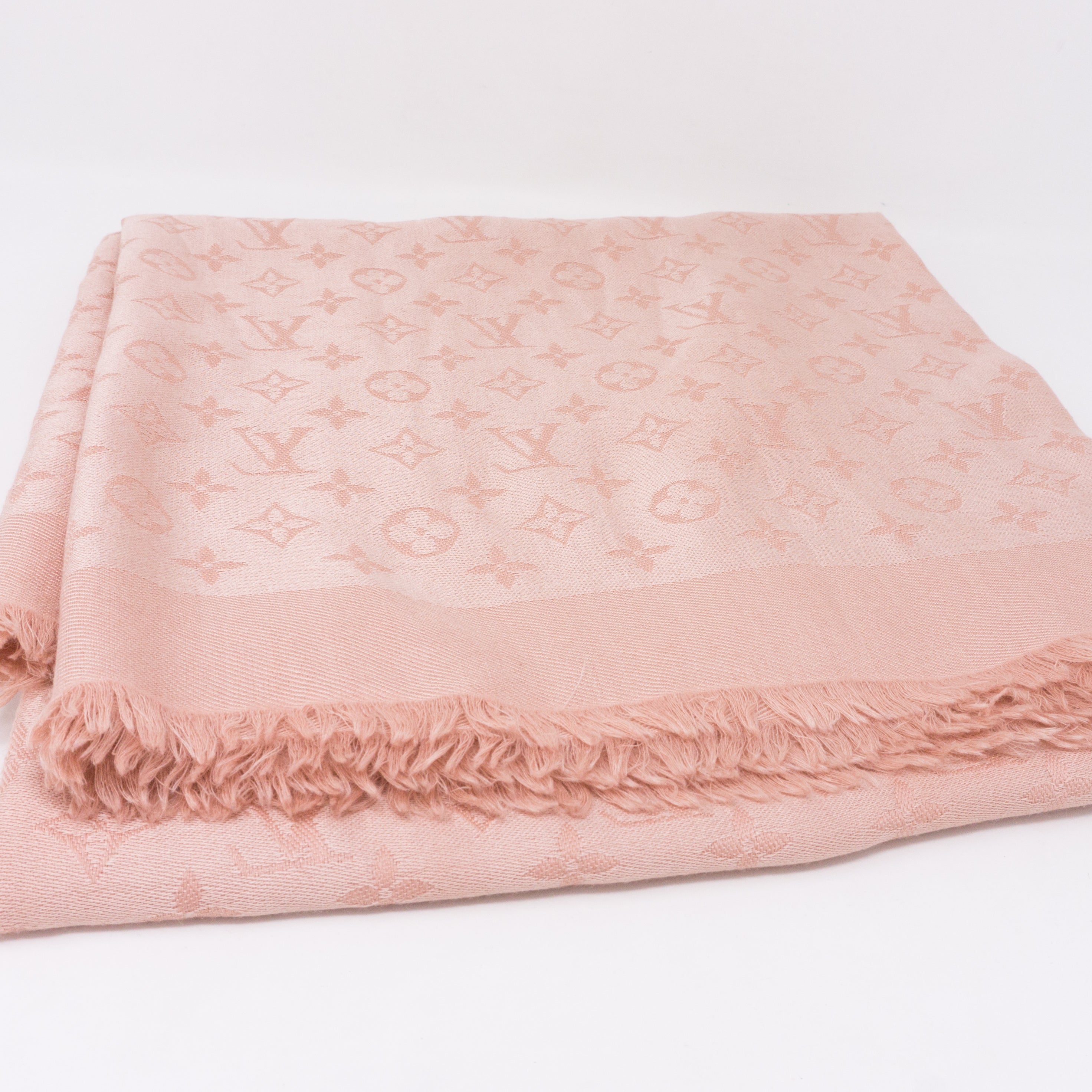 Nude Pink Monogram Denim Shawl