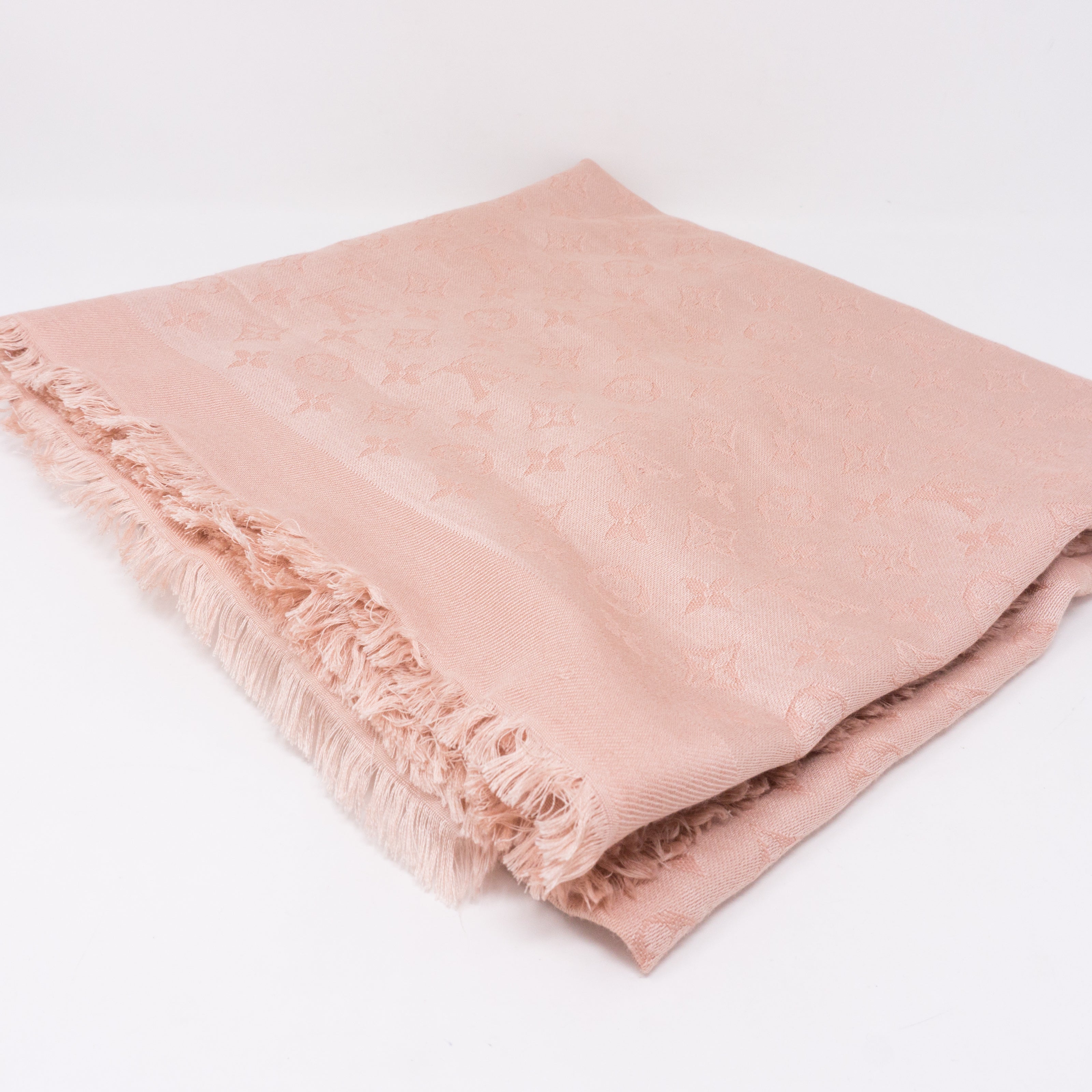 Nude Pink Monogram Denim Shawl