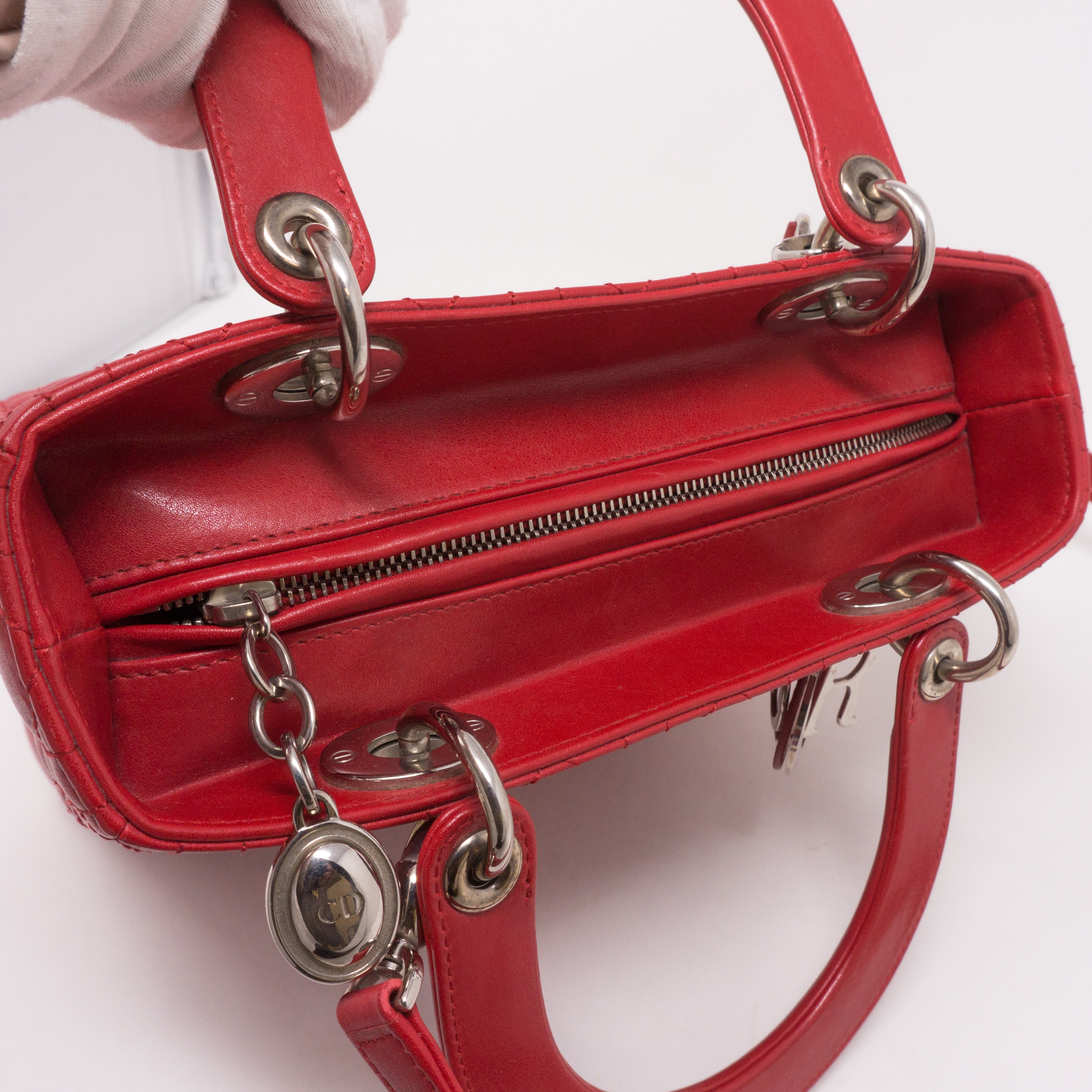 Lady Dior Medium Red Leather