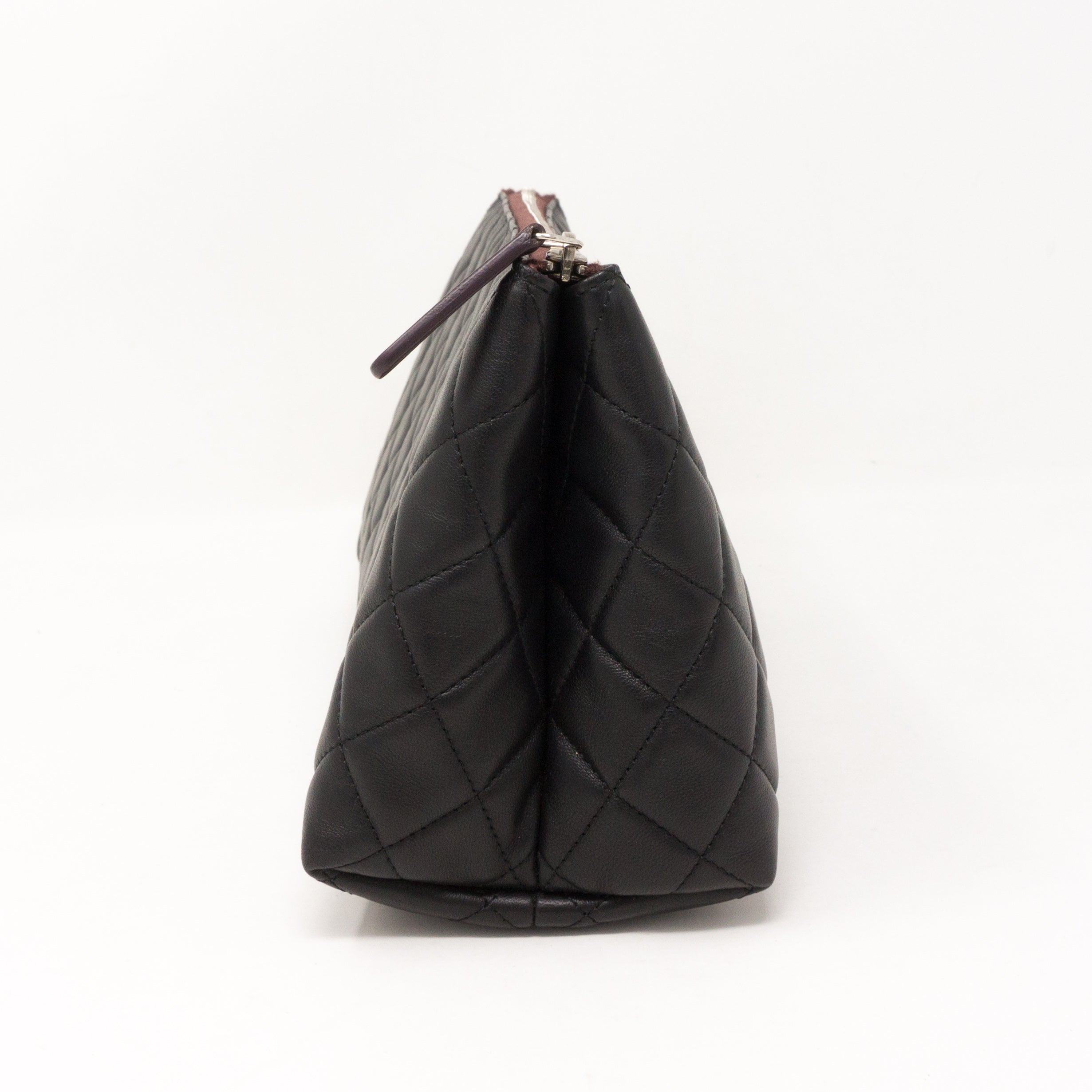 Quilted Toiletry Pouch Black Leather