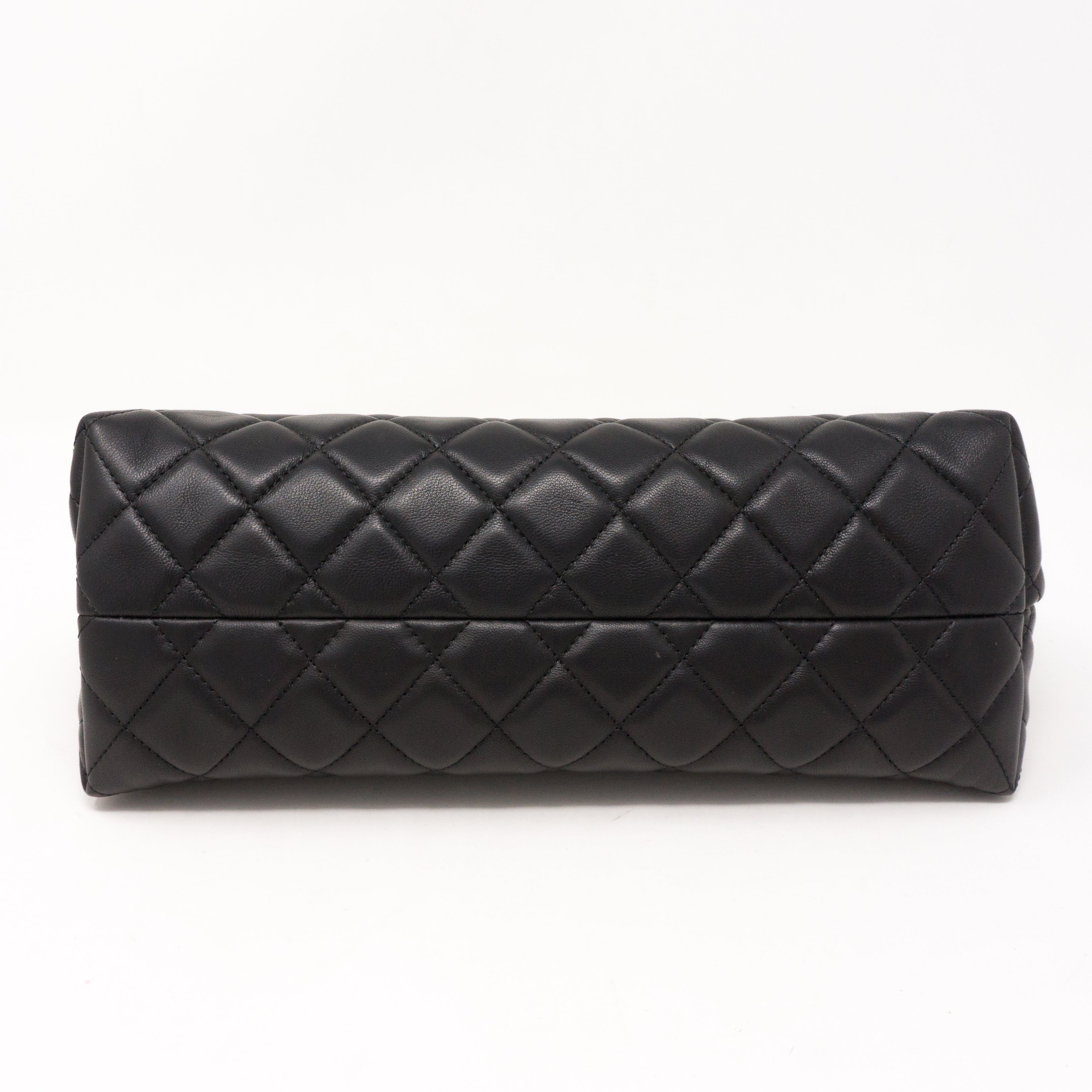 Quilted Toiletry Pouch Black Leather
