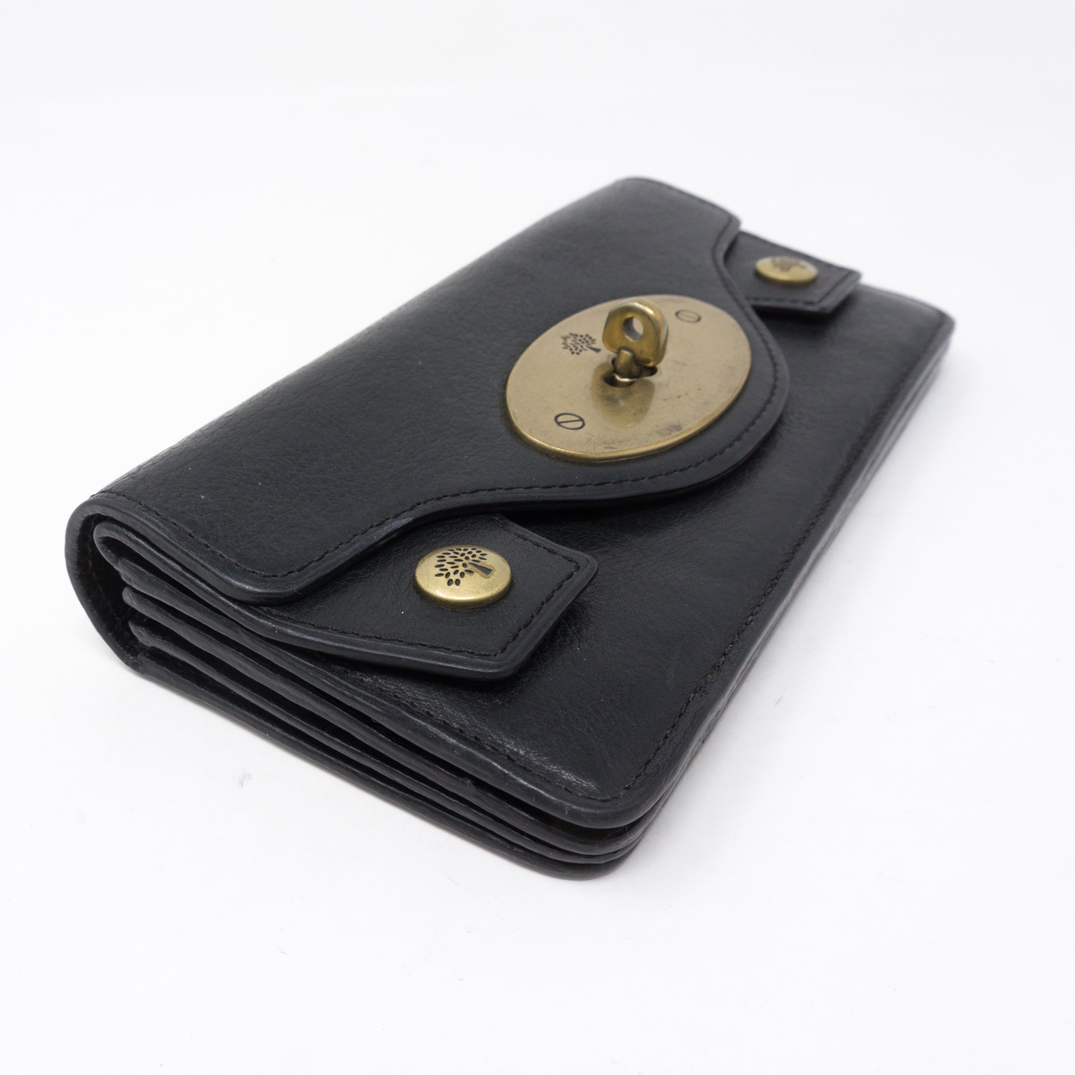 Concertina Continental Purse Black Leather