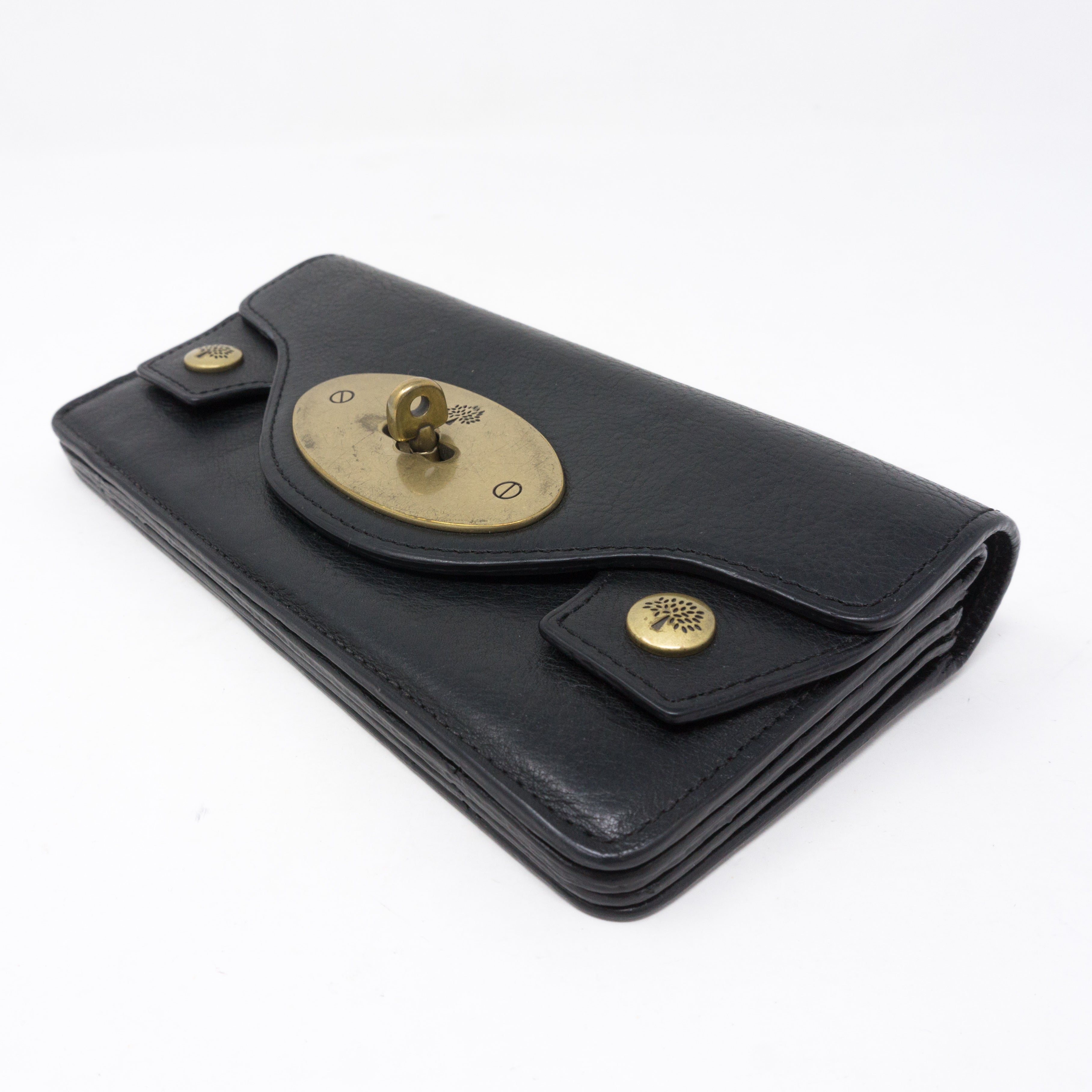 Concertina Continental Purse Black Leather
