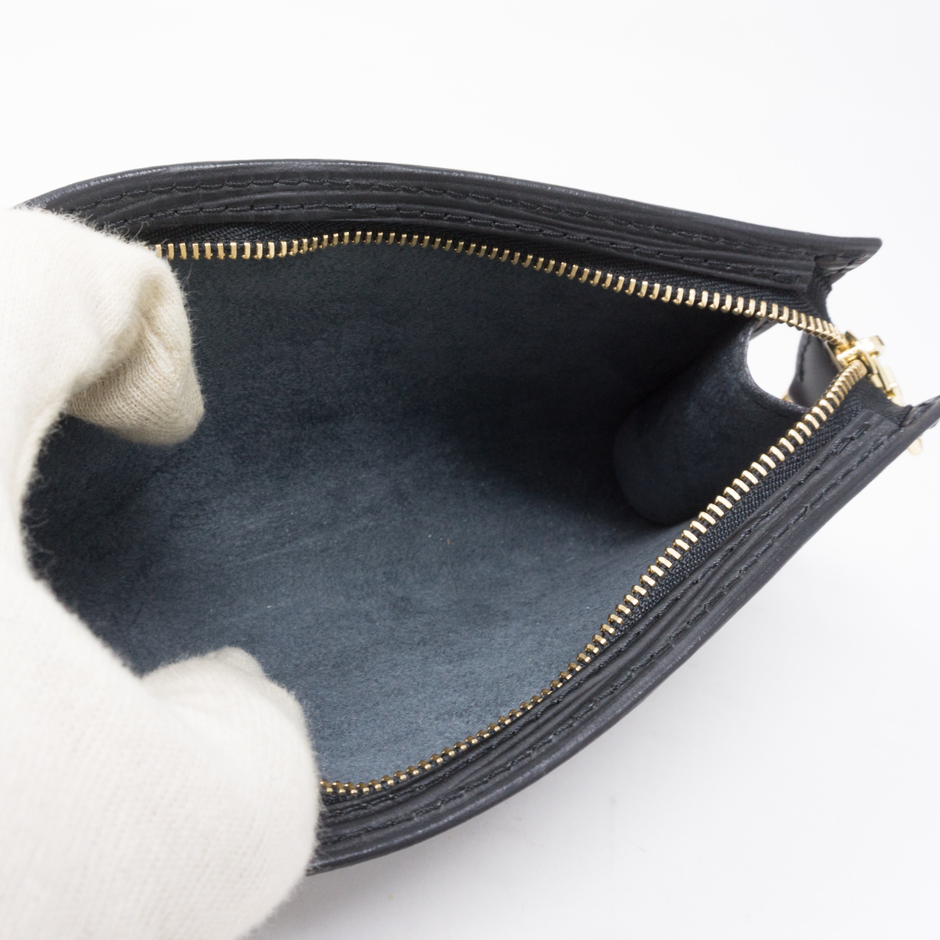 Petit Bucket Black Epi Leather with Pochette