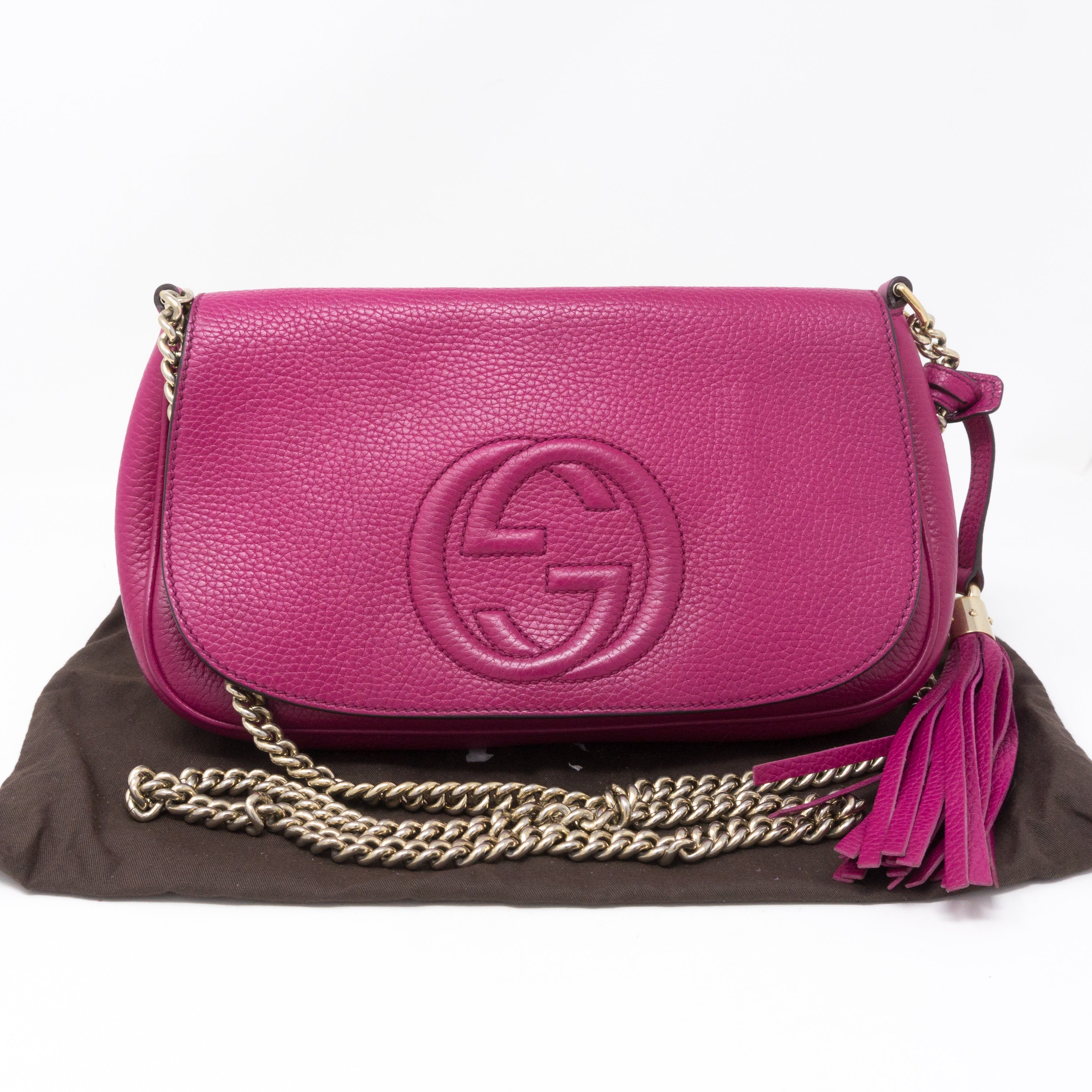 Soho Flap Chain Bag Fuchsia Leather