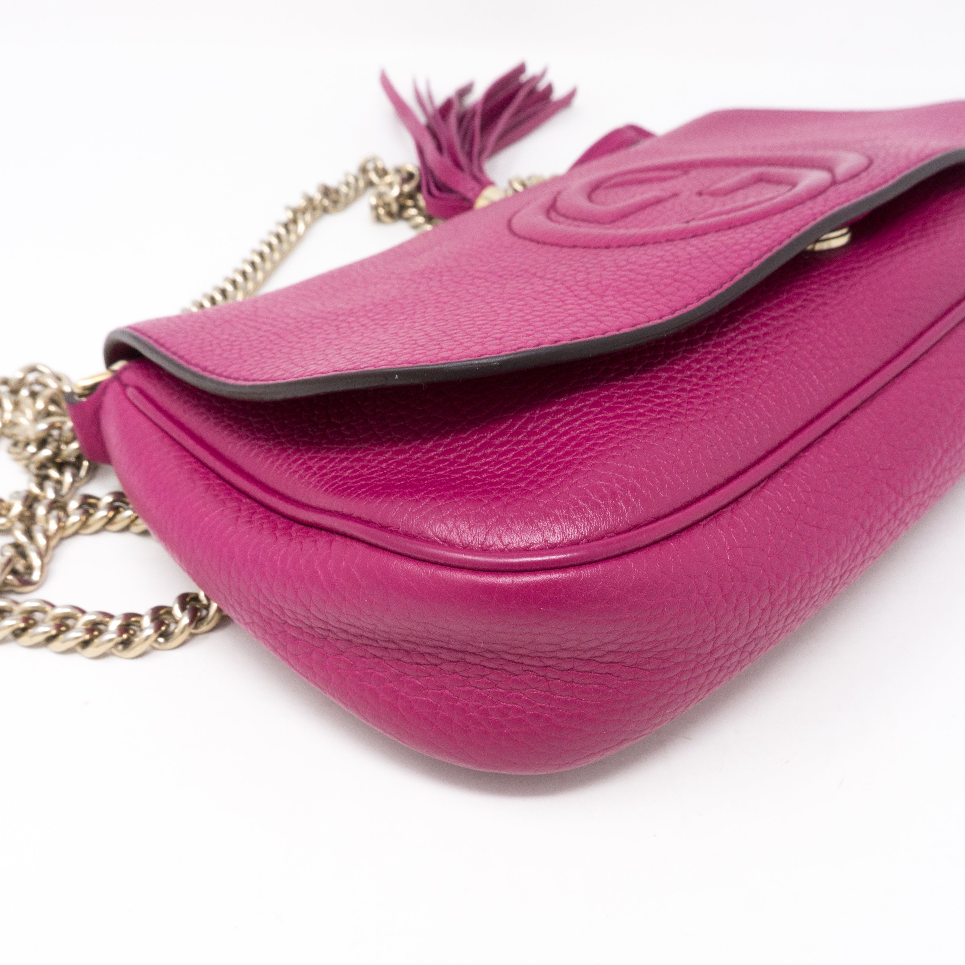 Soho Flap Chain Bag Fuchsia Leather