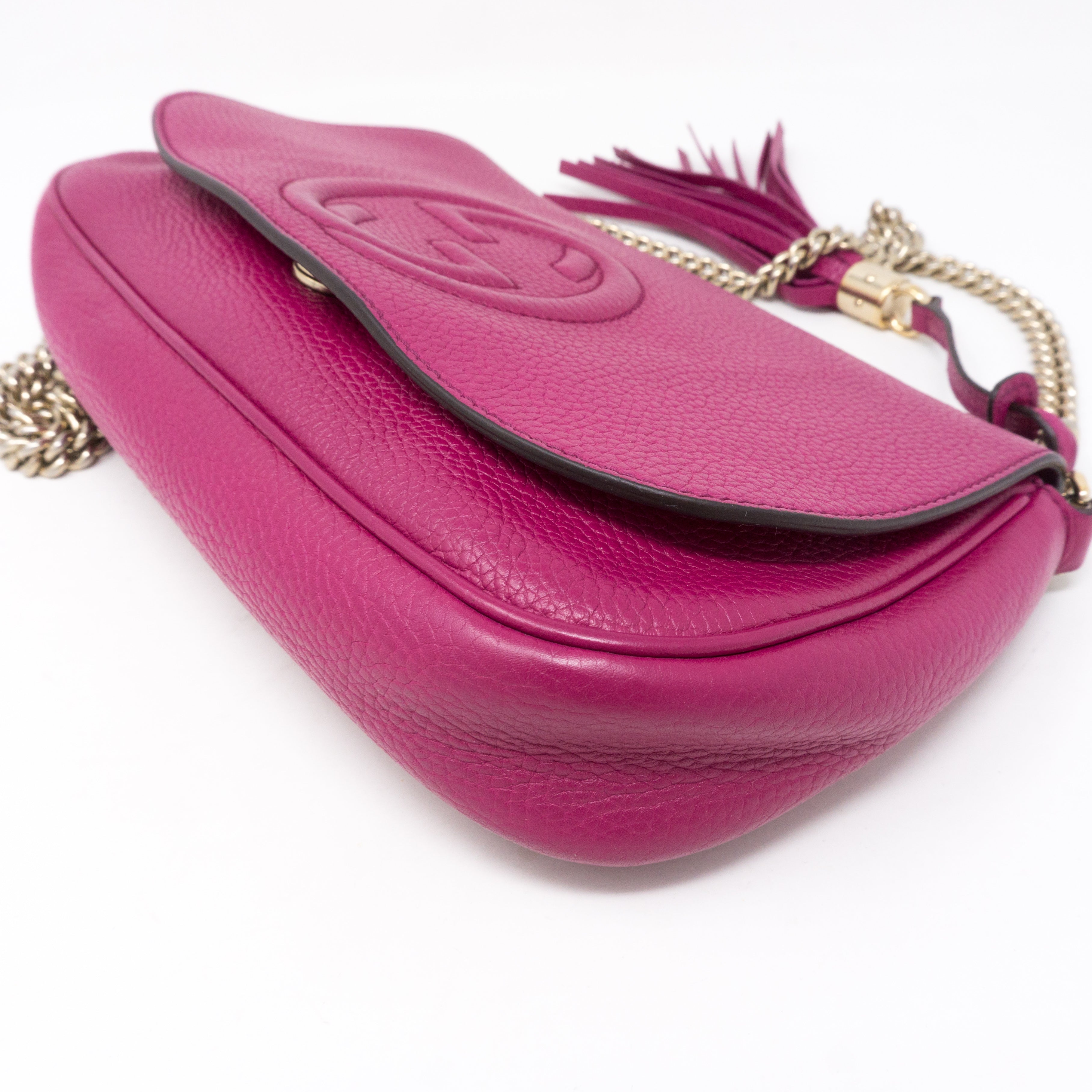 Soho Flap Chain Bag Fuchsia Leather