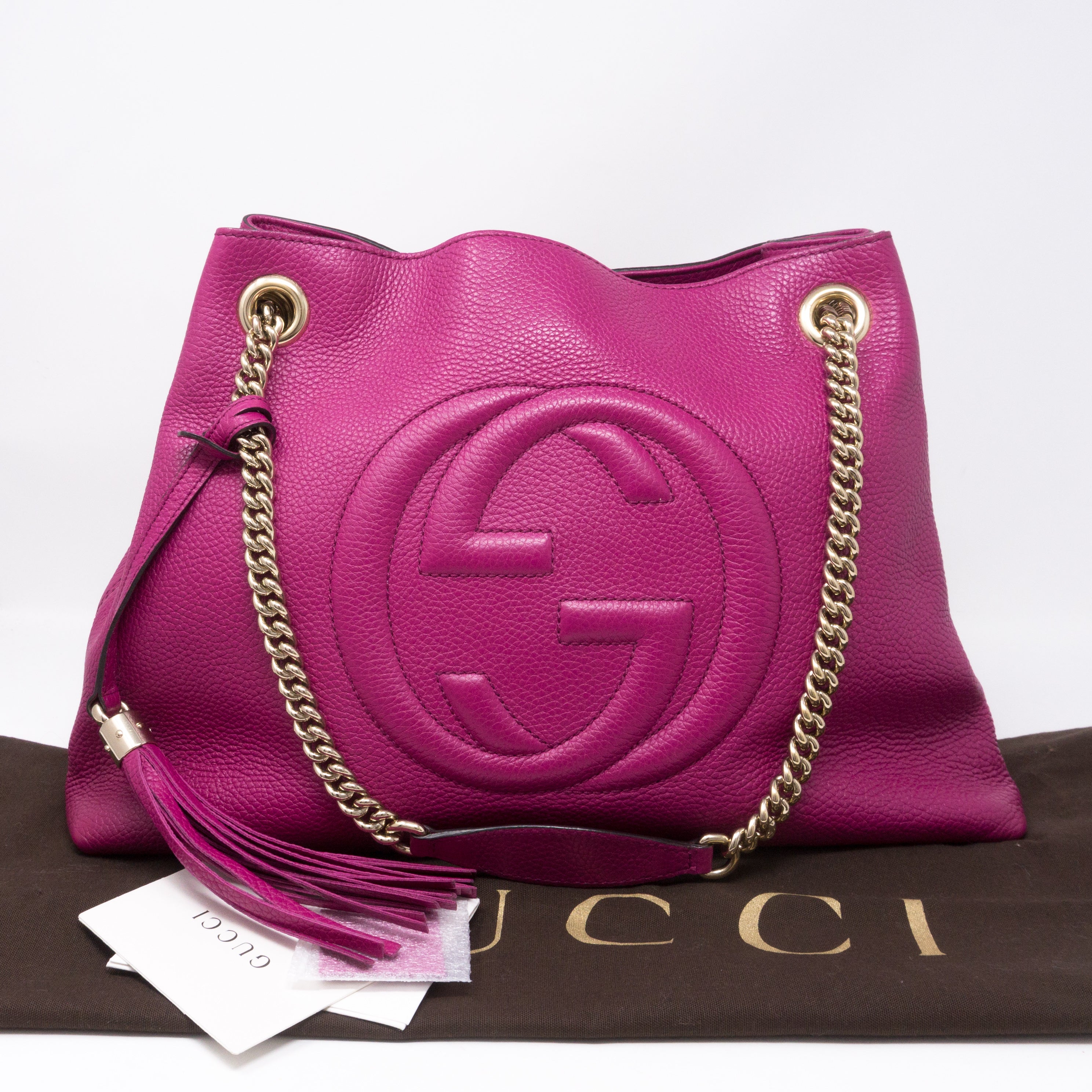 Soho Tassel Chain Pink Leather Bag