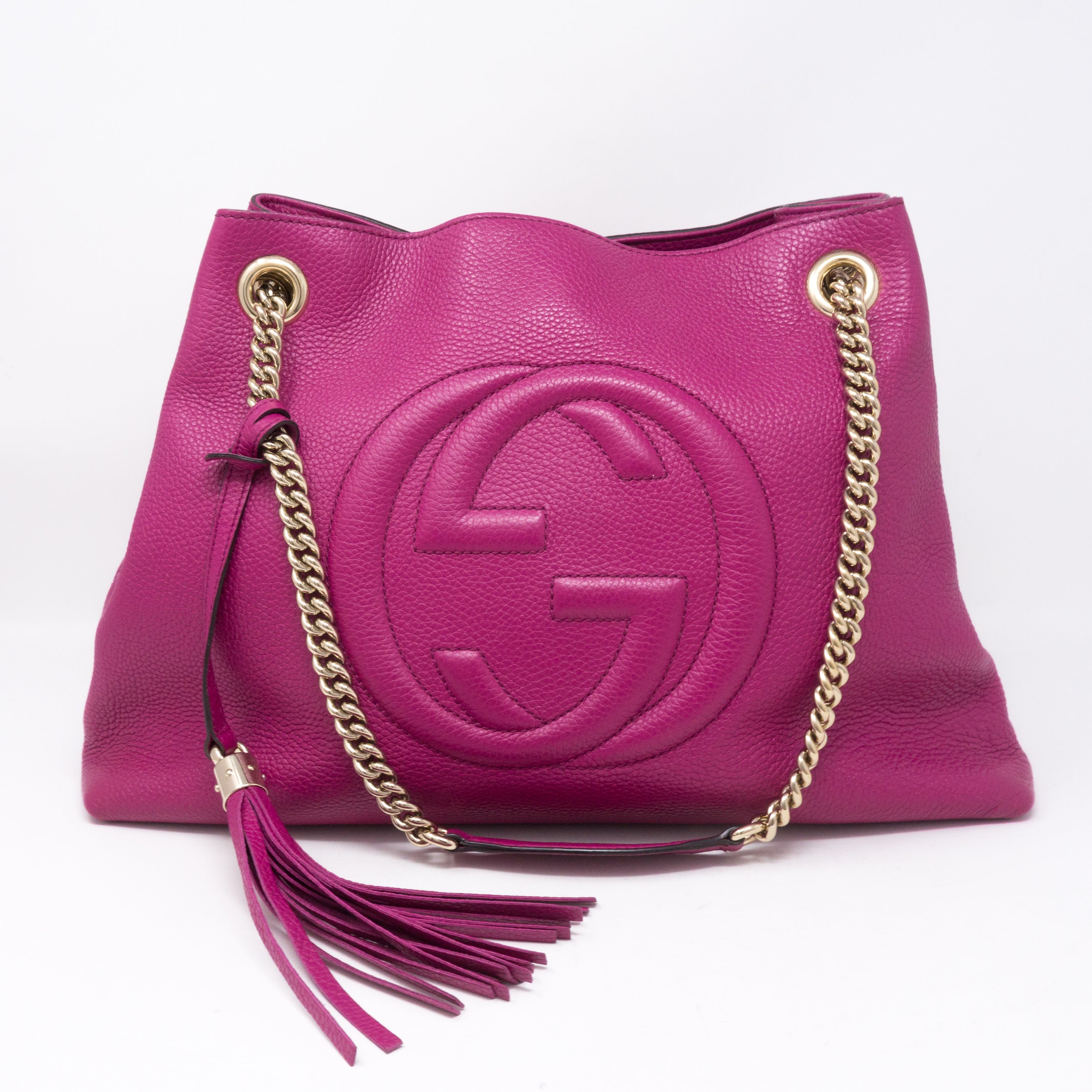 Soho Tassel Chain Pink Leather Bag