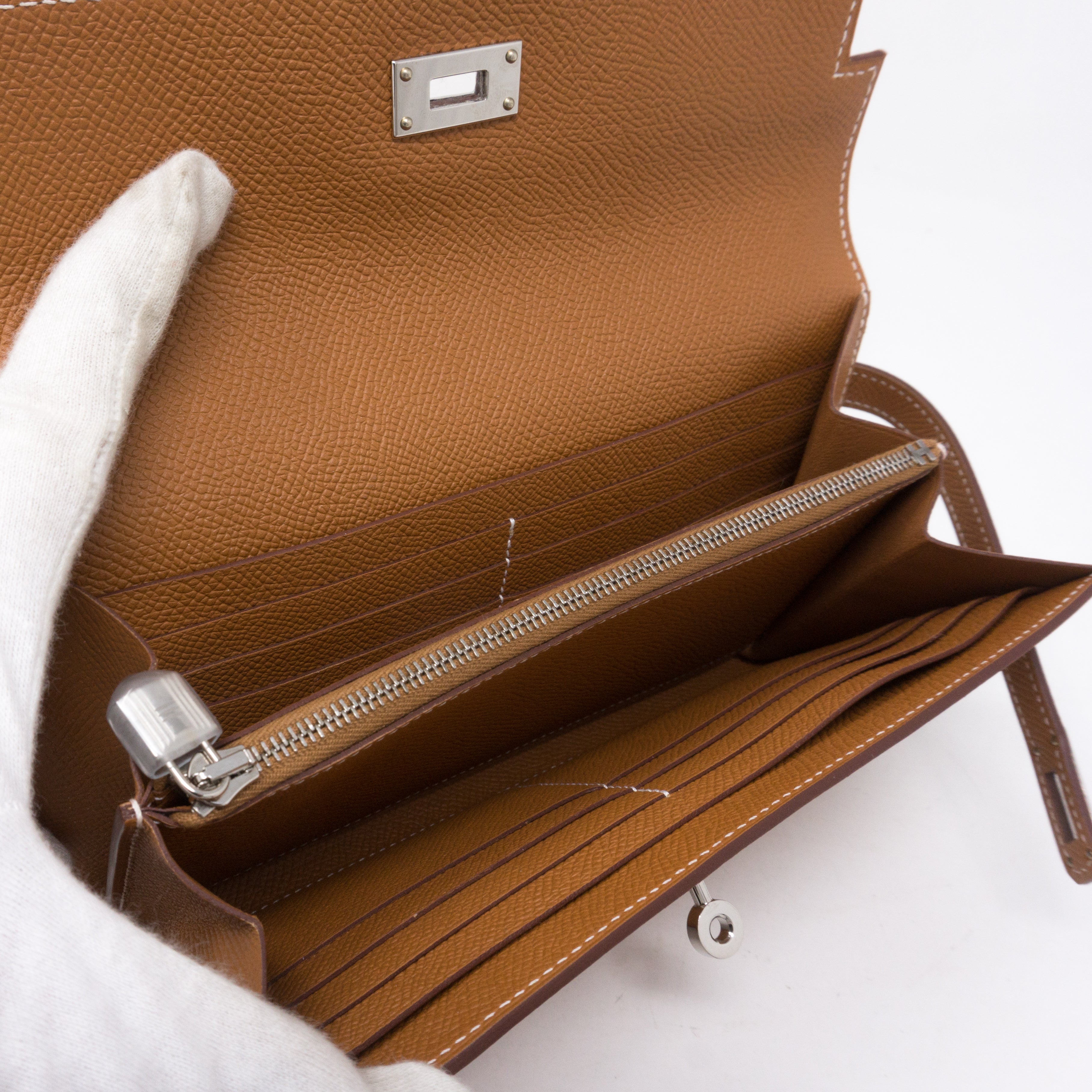 Classic Kelly Wallet Gold Leather