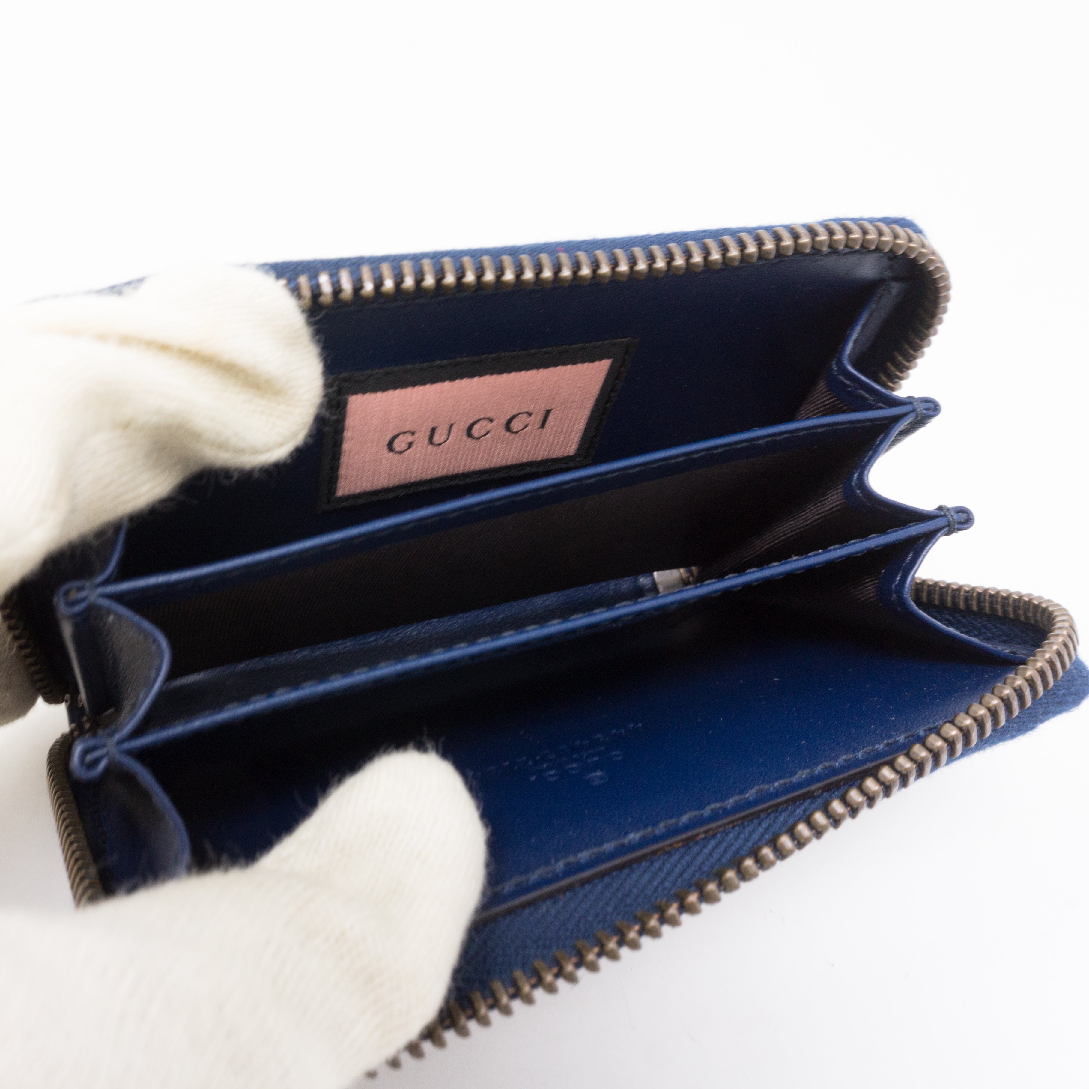 Zip Around Card Case Gucci Ghost Blue Leather