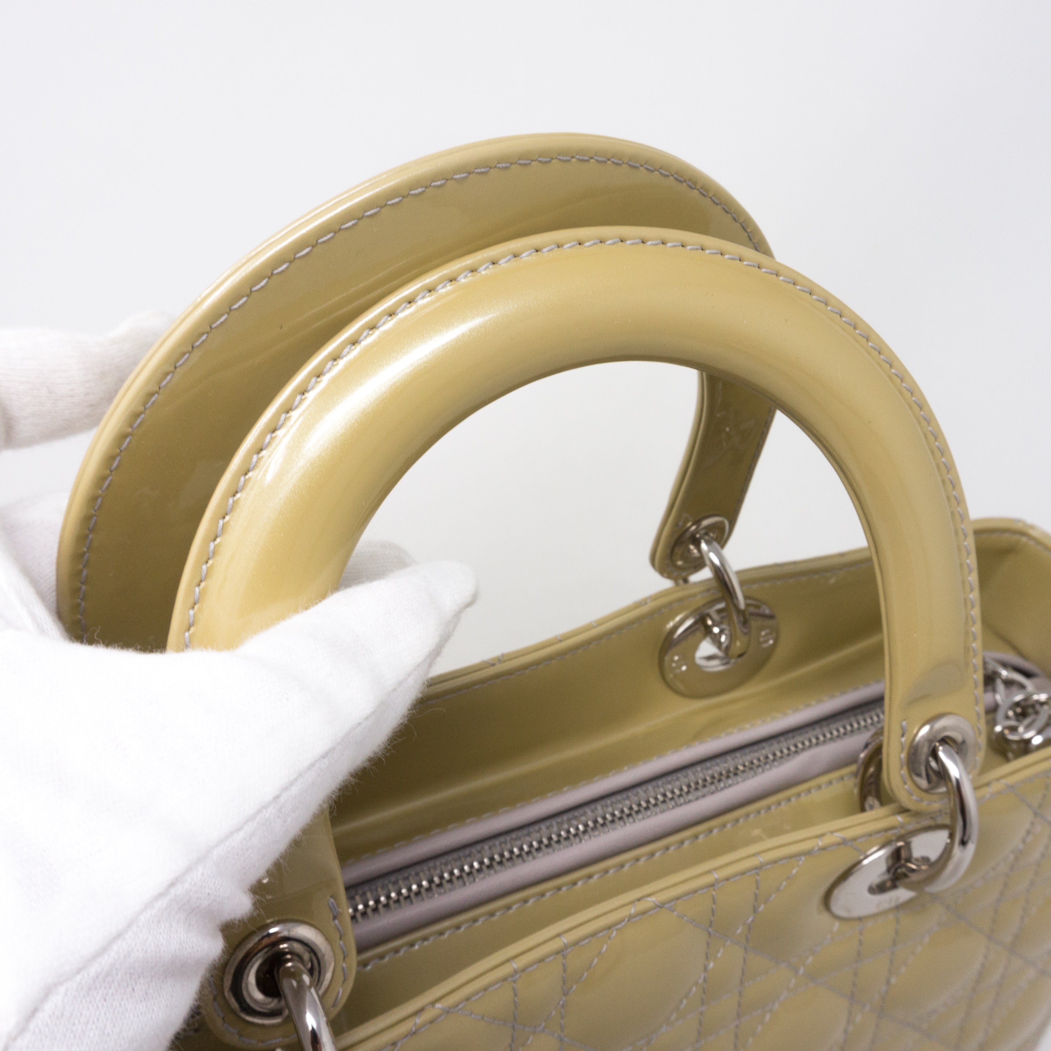 Lady Dior Large Beige Patent Leather