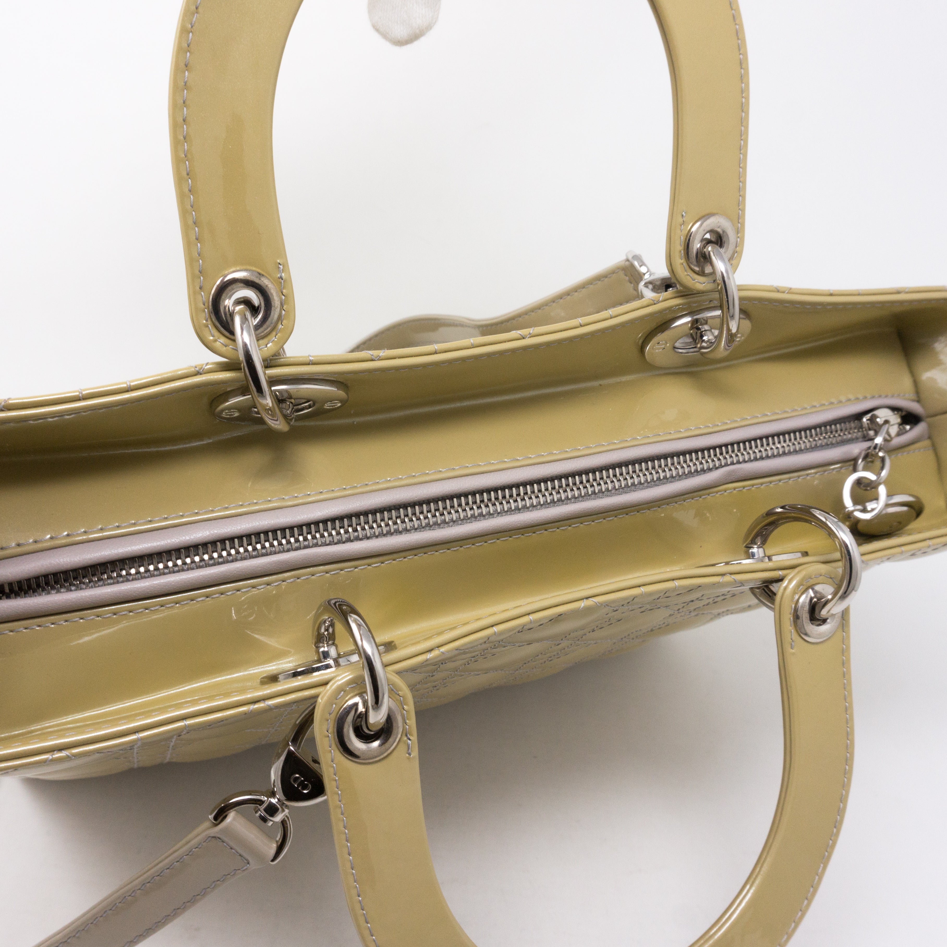 Lady Dior Large Beige Patent Leather