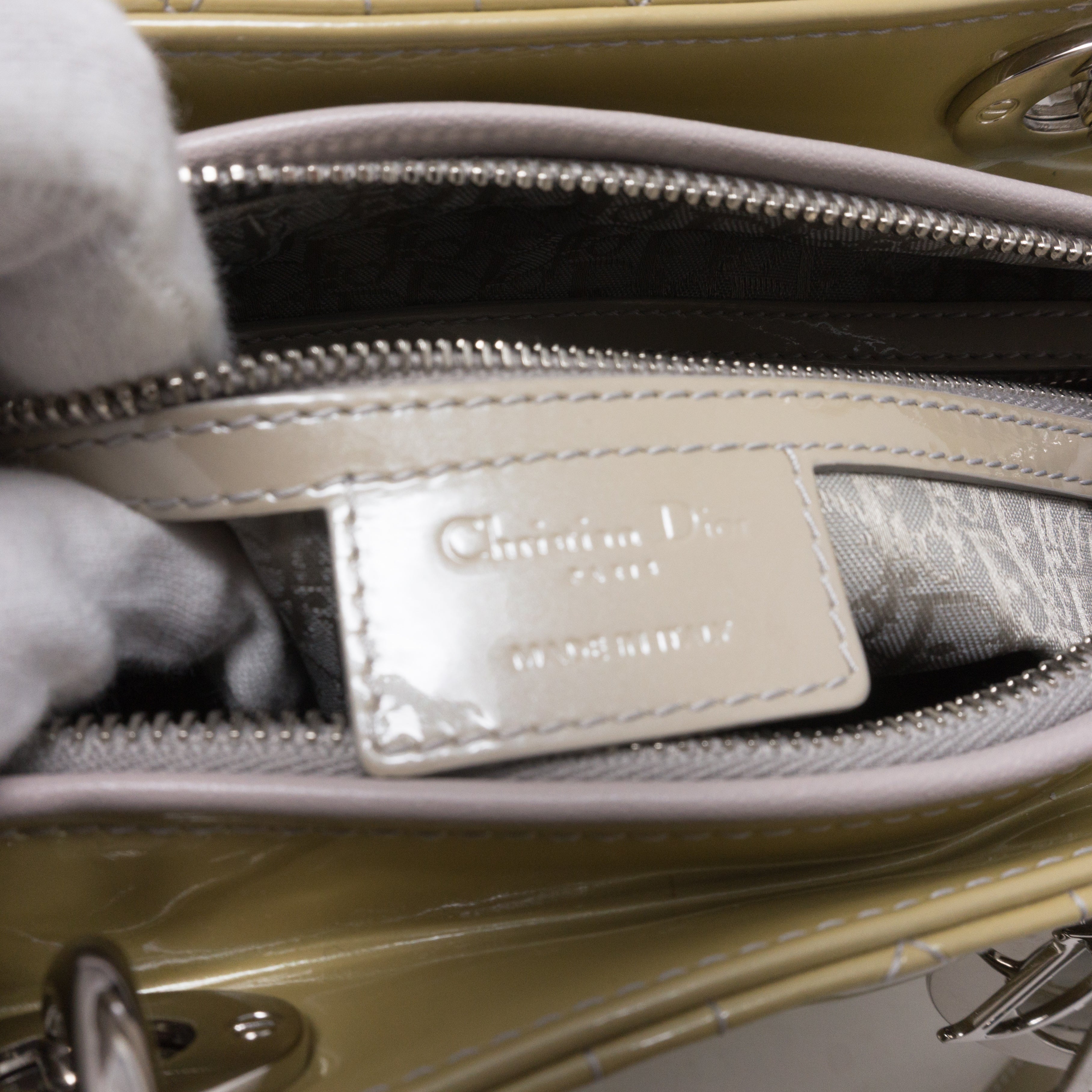 Lady Dior Large Beige Patent Leather