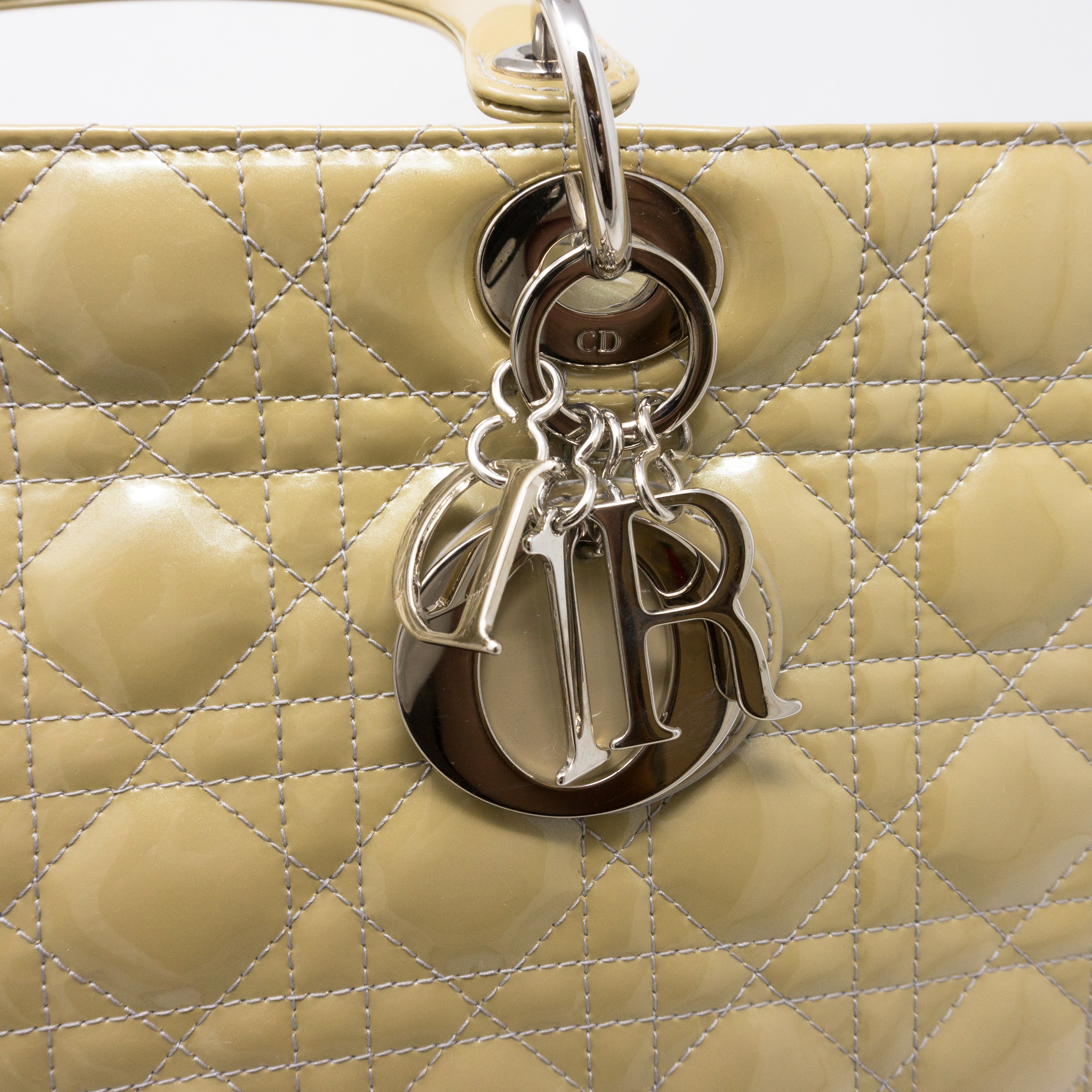 Lady Dior Large Beige Patent Leather