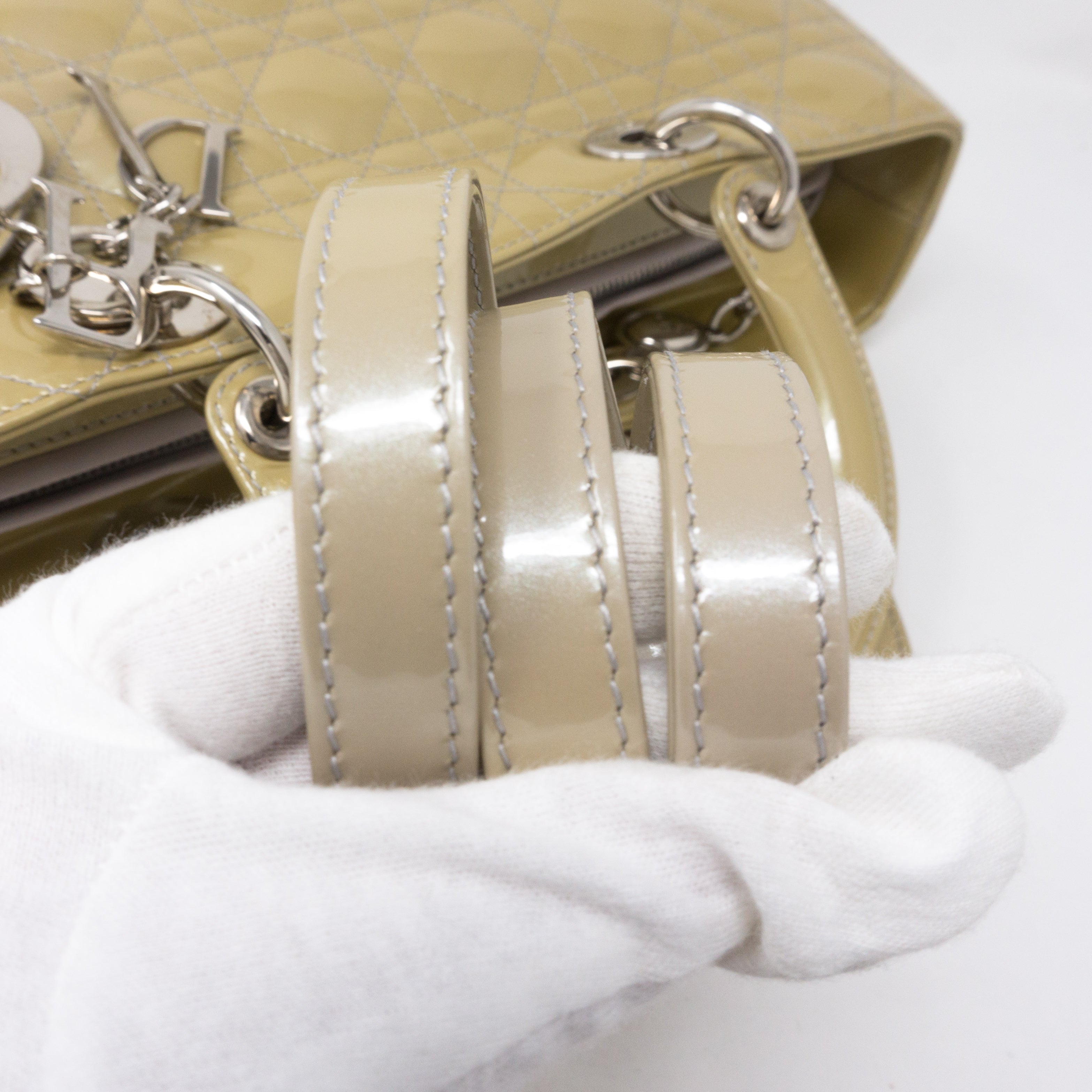 Lady Dior Large Beige Patent Leather