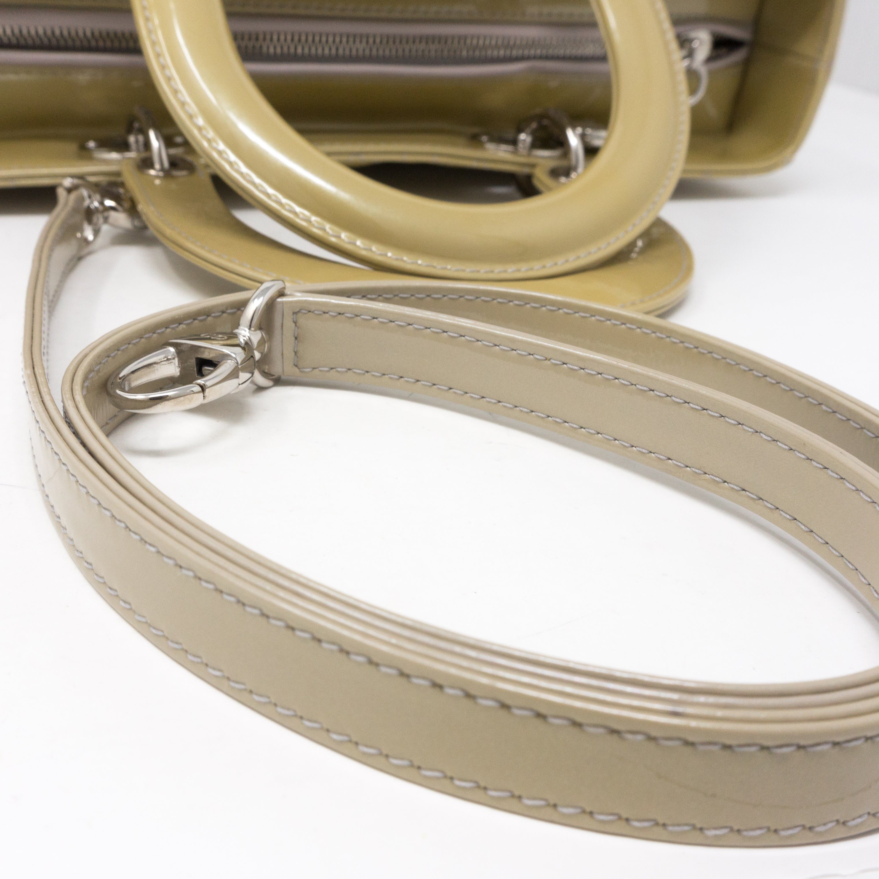 Lady Dior Large Beige Patent Leather