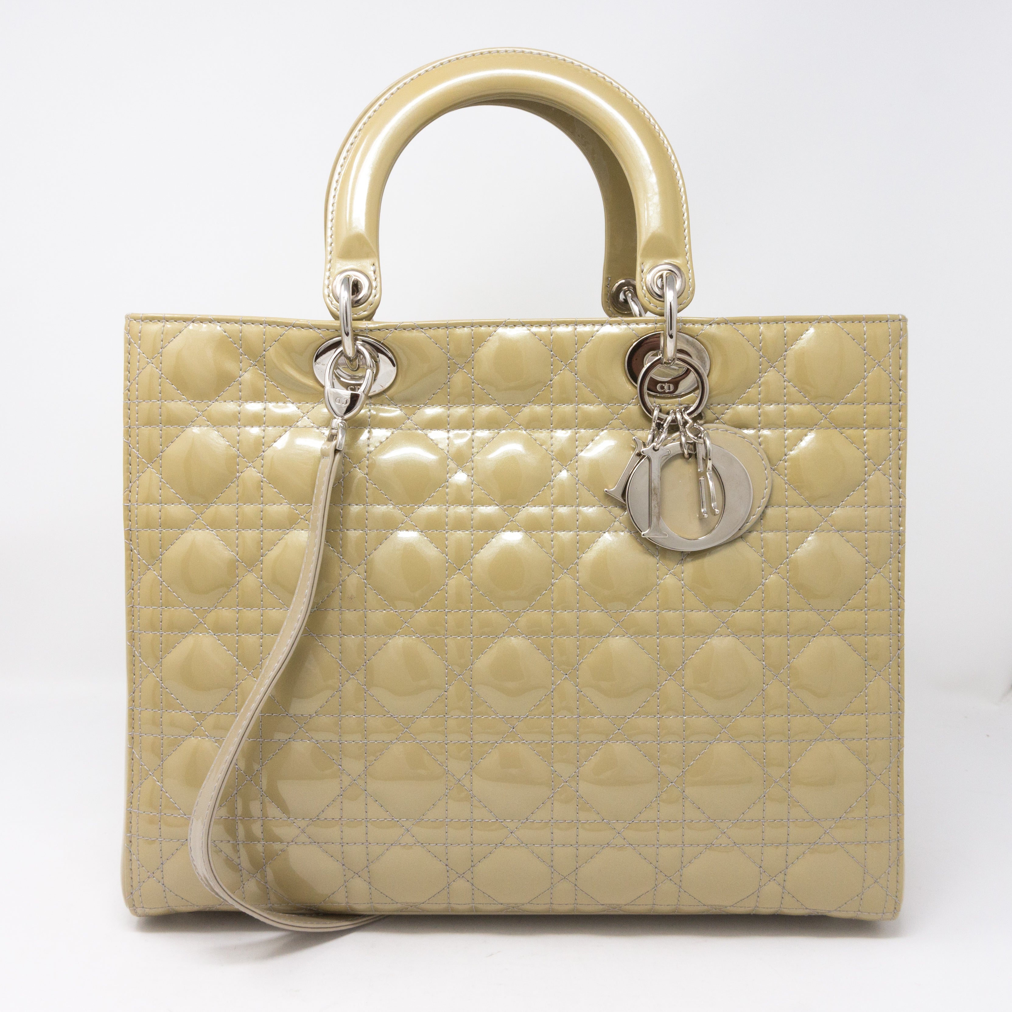 Lady Dior Large Beige Patent Leather
